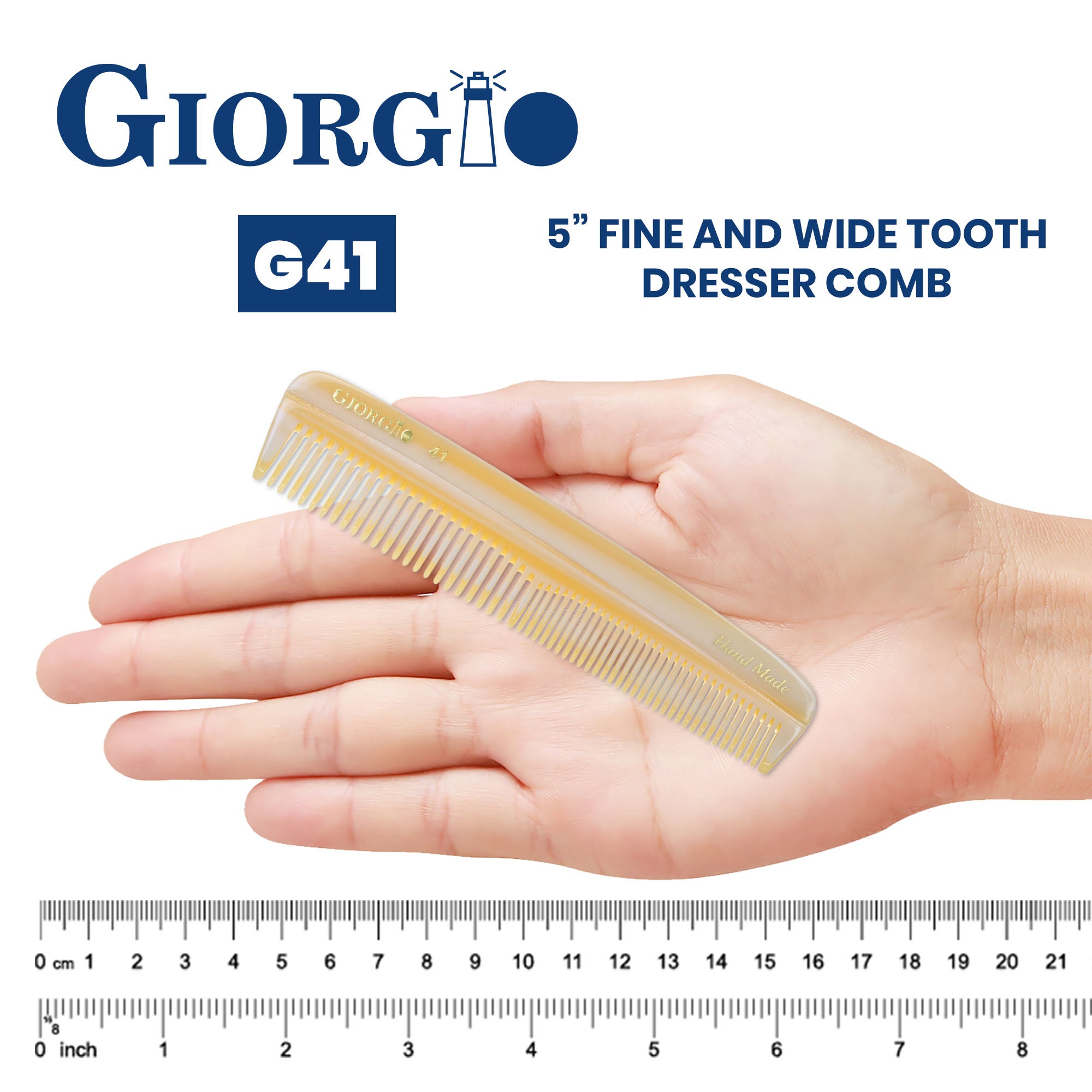 5.1" Handmade Fine and Wide Tooth Pocket Dressing Comb