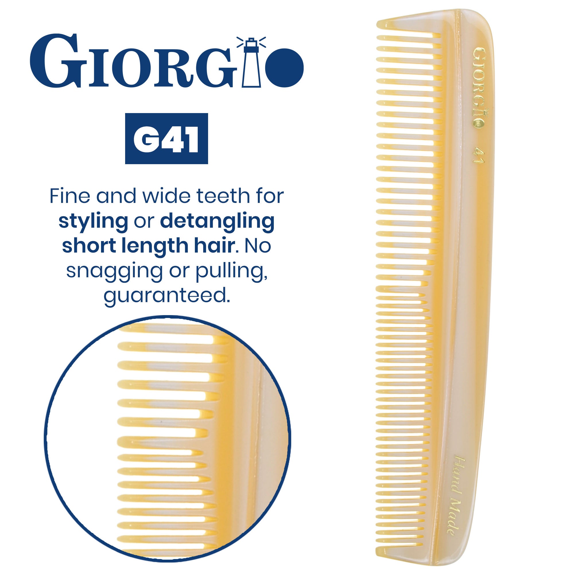 5.1" Handmade Fine and Wide Tooth Pocket Dressing Comb