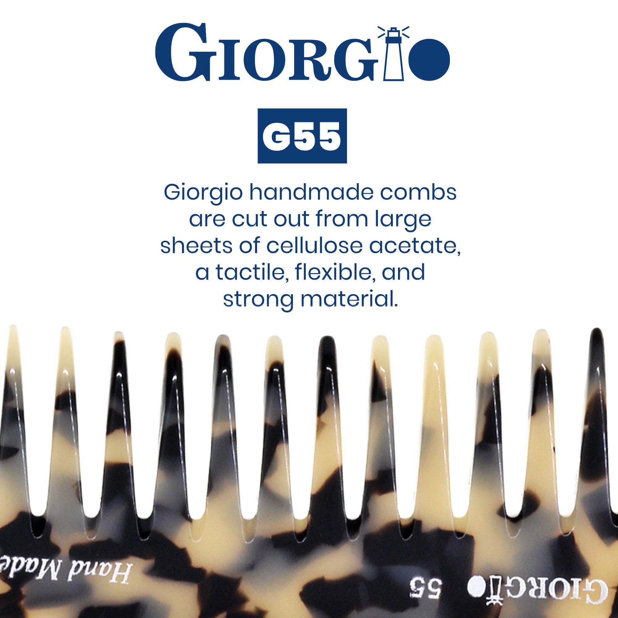 8" Handmade Wide Tooth Detangling Comb with Handle