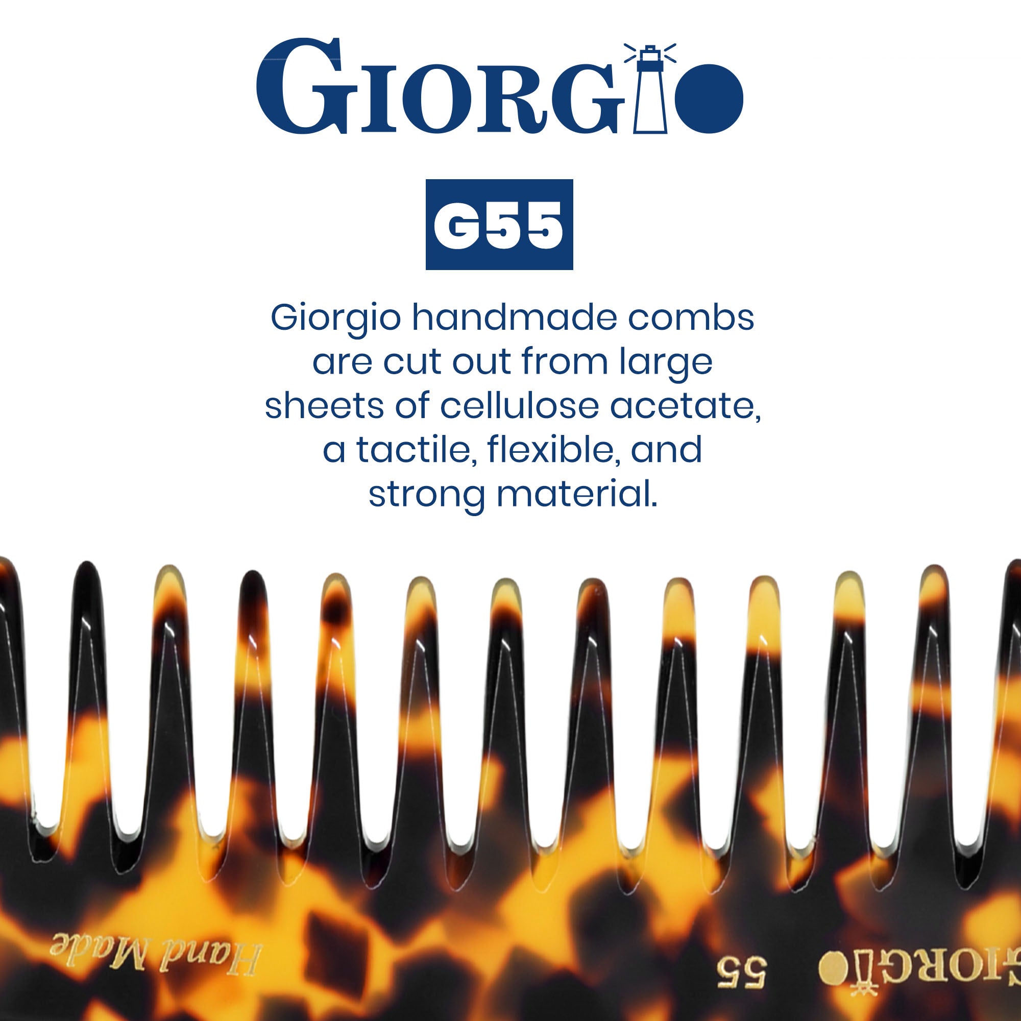 8" Handmade Wide Tooth Detangling Comb with Handle