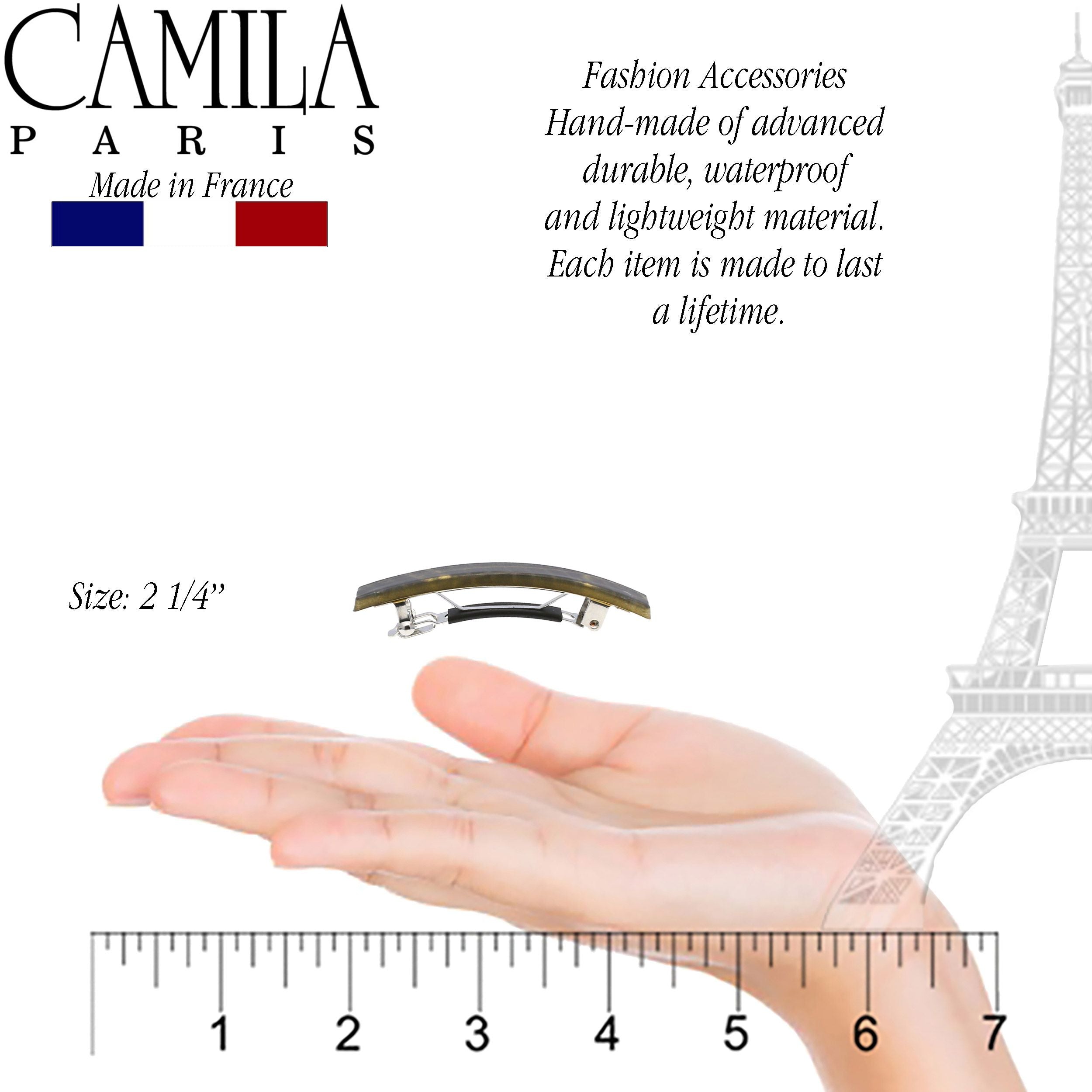 Camila Paris Hair Barrettes Skinny Rectangle No-Slip Pair