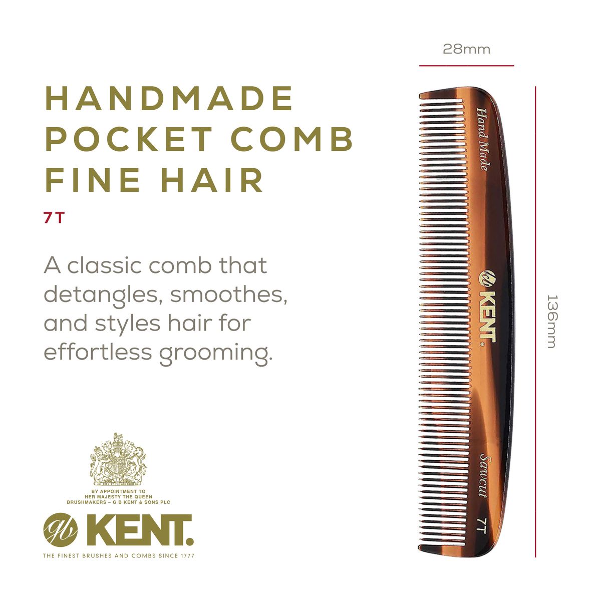 5.5" Handmade Fine Tooth Straightening Comb