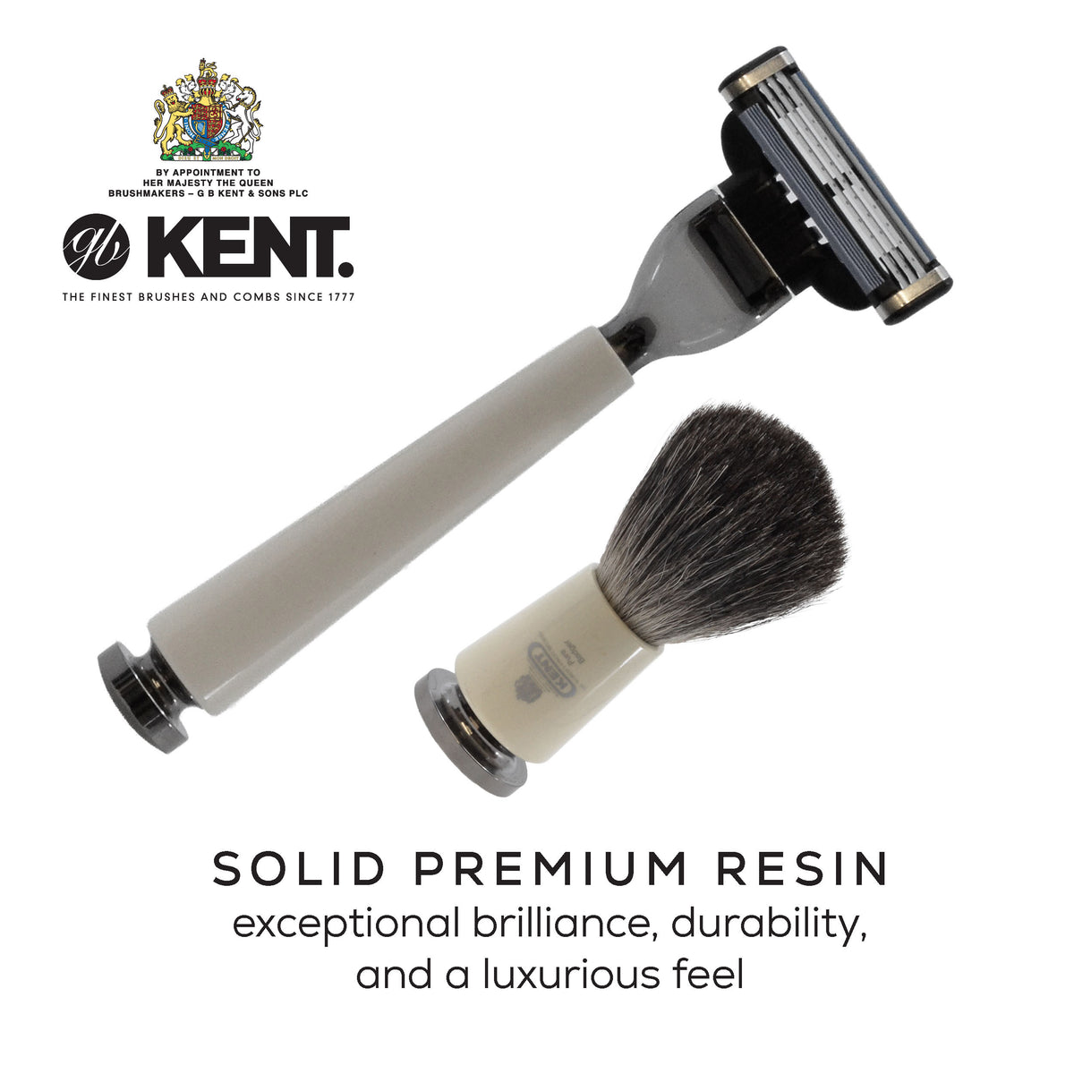 Kent Ivory Resin 3-Piece Shaving Set