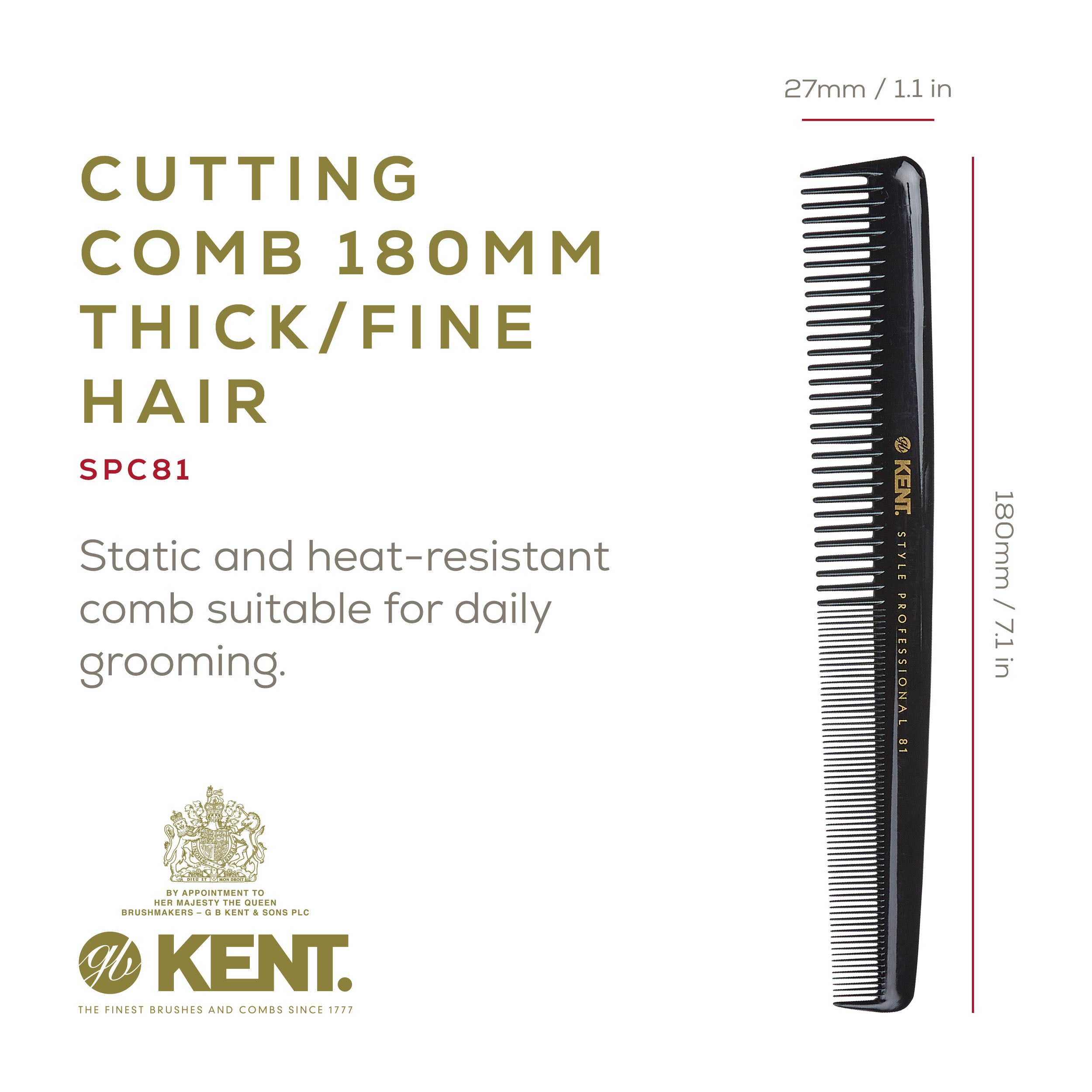 7.2" Professional Fine and Wide Shallow Tooth Cutting Comb