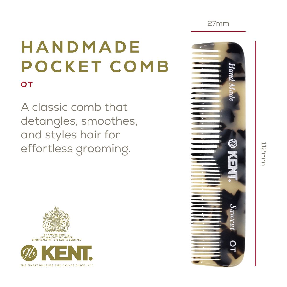 4.5" Handmade Fine and Wide Tooth Pocket Dressing Comb