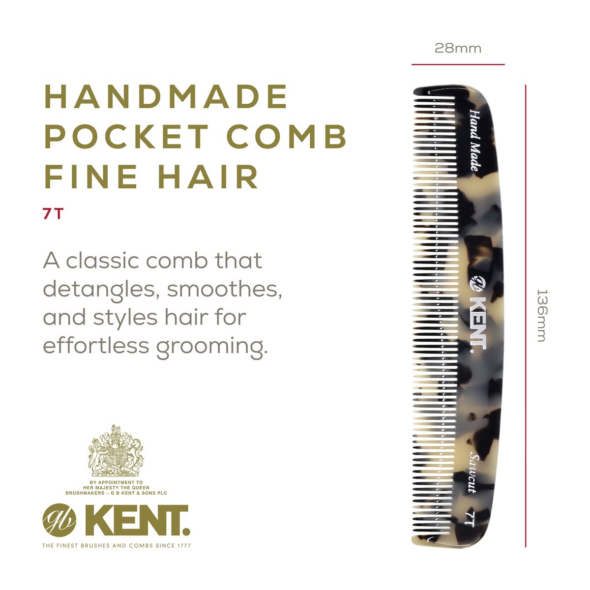 5.5" Handmade Fine Tooth Straightening Comb