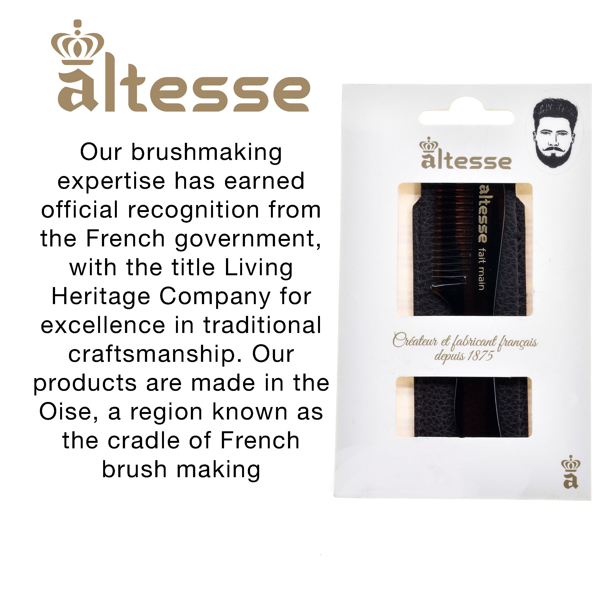 Altesse Small Fine Tooth Tortoiseshell Mustache Comb (4")