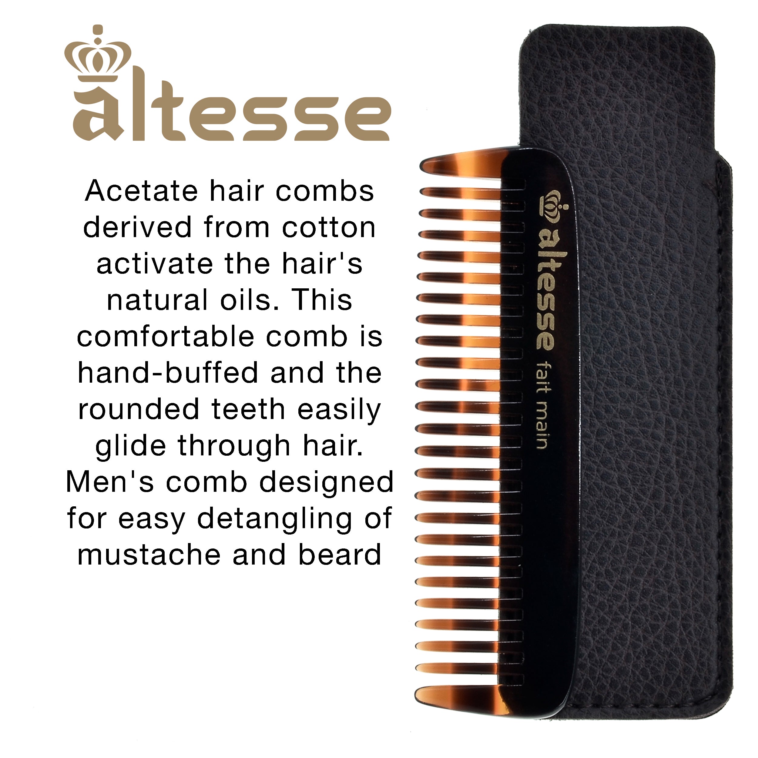 Altesse Small Wide Tooth Mustache and Beard Comb (3.5")