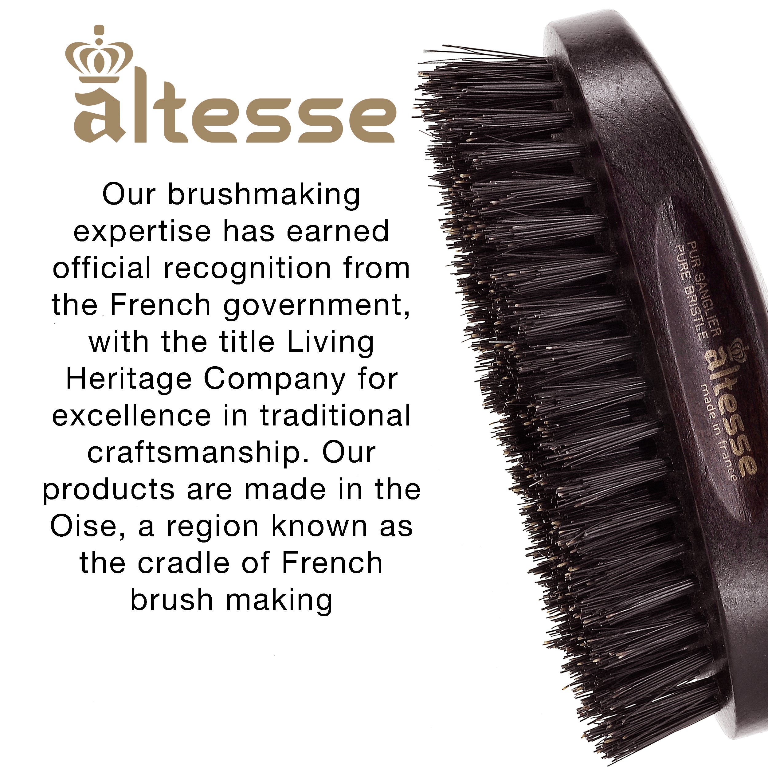 Altesse Military Boar Bristle Hair Brush for Hair, Beard, and Mustache