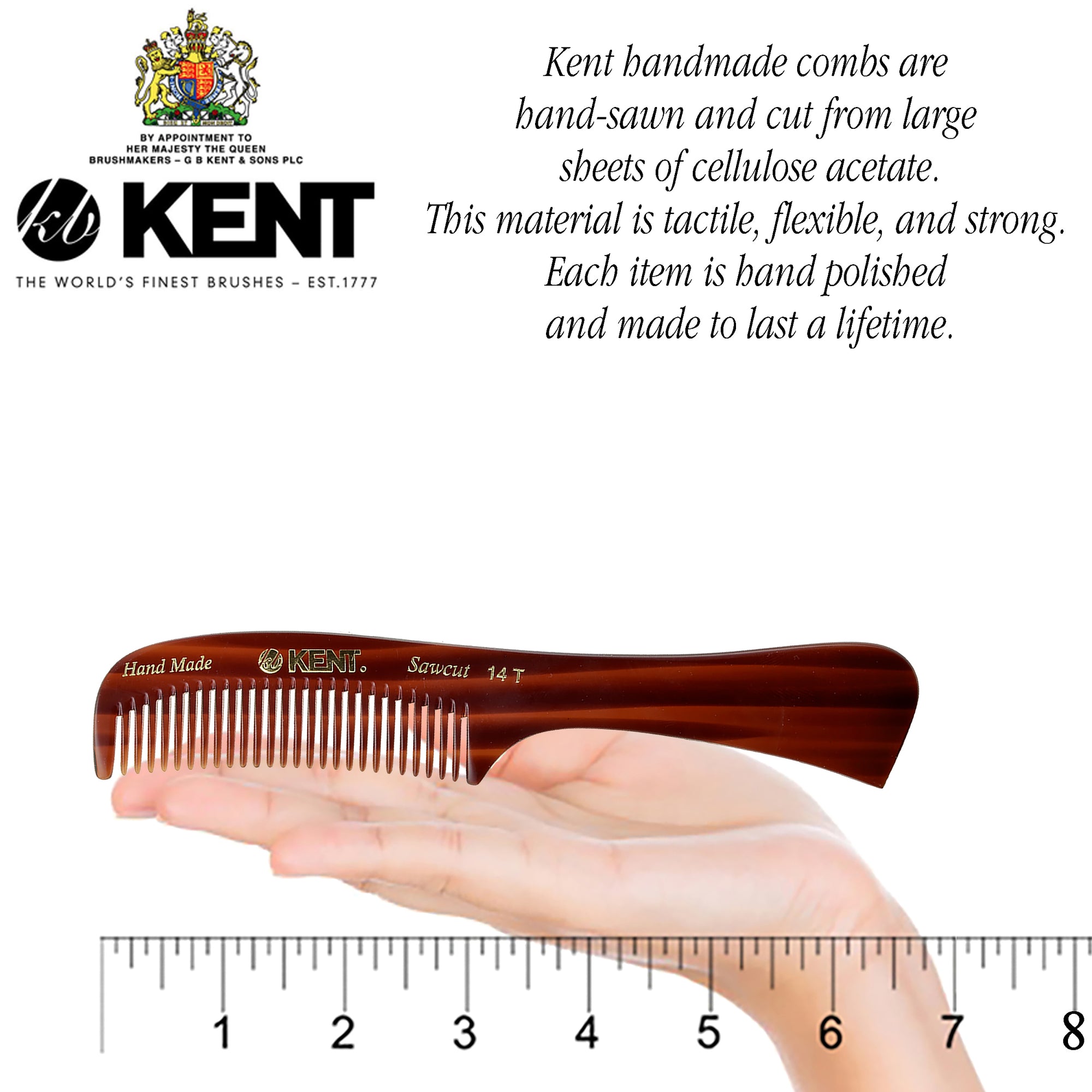 Kent 14T 6.5 Inch Wide Teeth Detangle Comb for Long Curly Wavy Hair