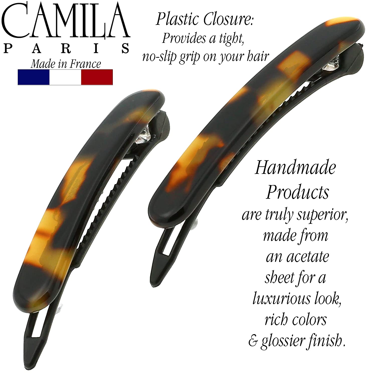 Camila Paris Hair Barrettes Classic Metal-Free Pair