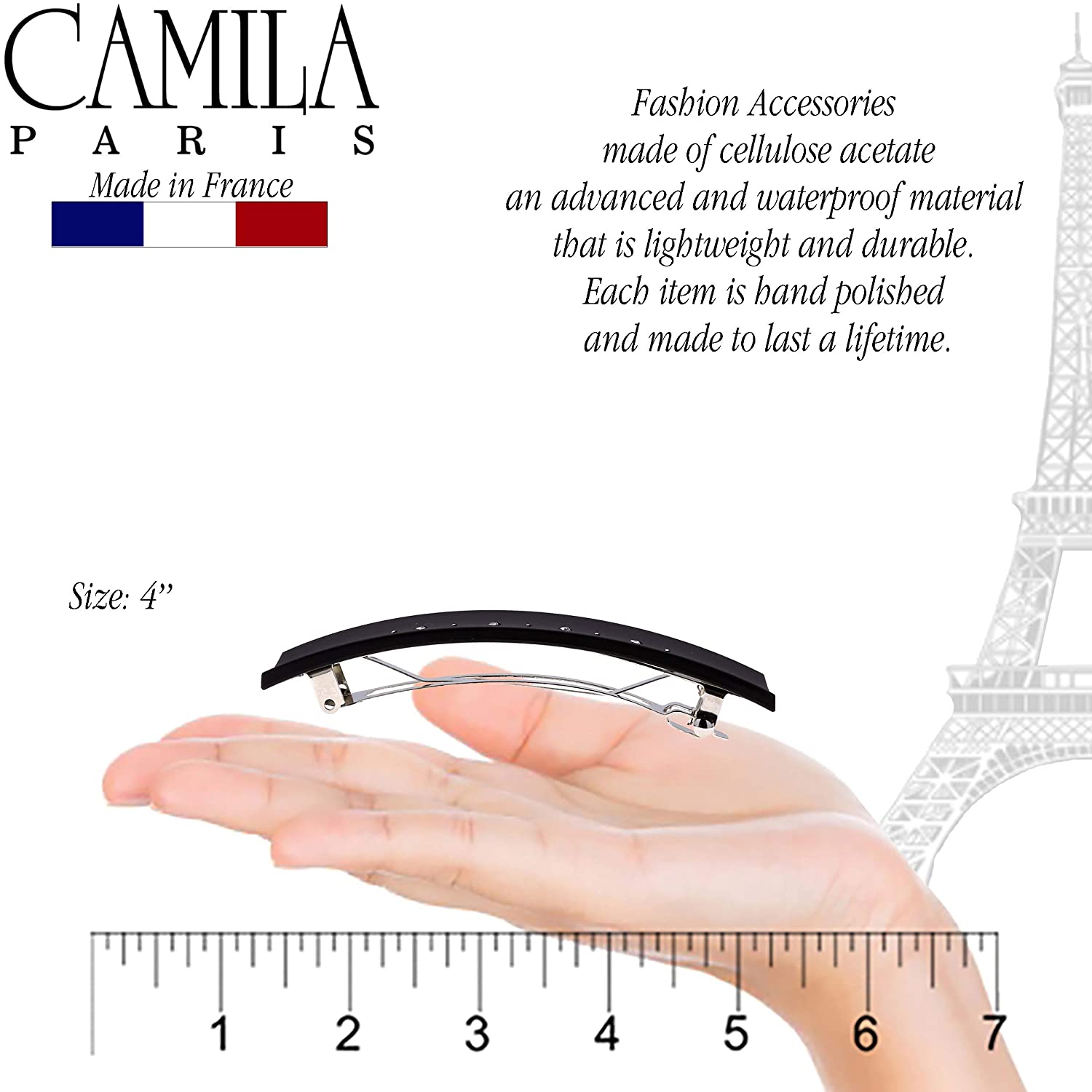 Camila Paris Hair Barrettes Dipped Rectangle No-Slip with Swarovski Crystals