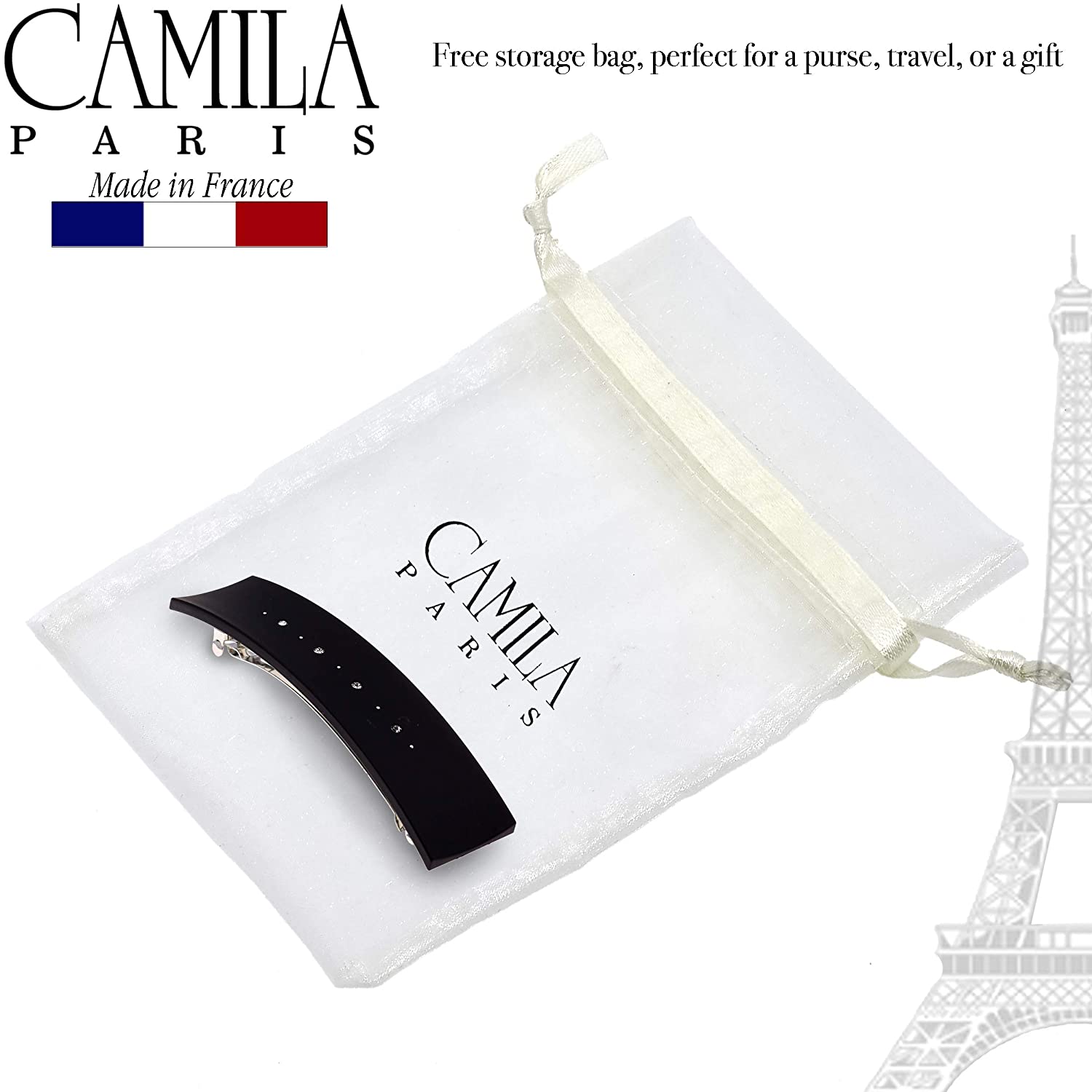 Camila Paris Hair Barrettes Dipped Rectangle No-Slip with Swarovski Crystals