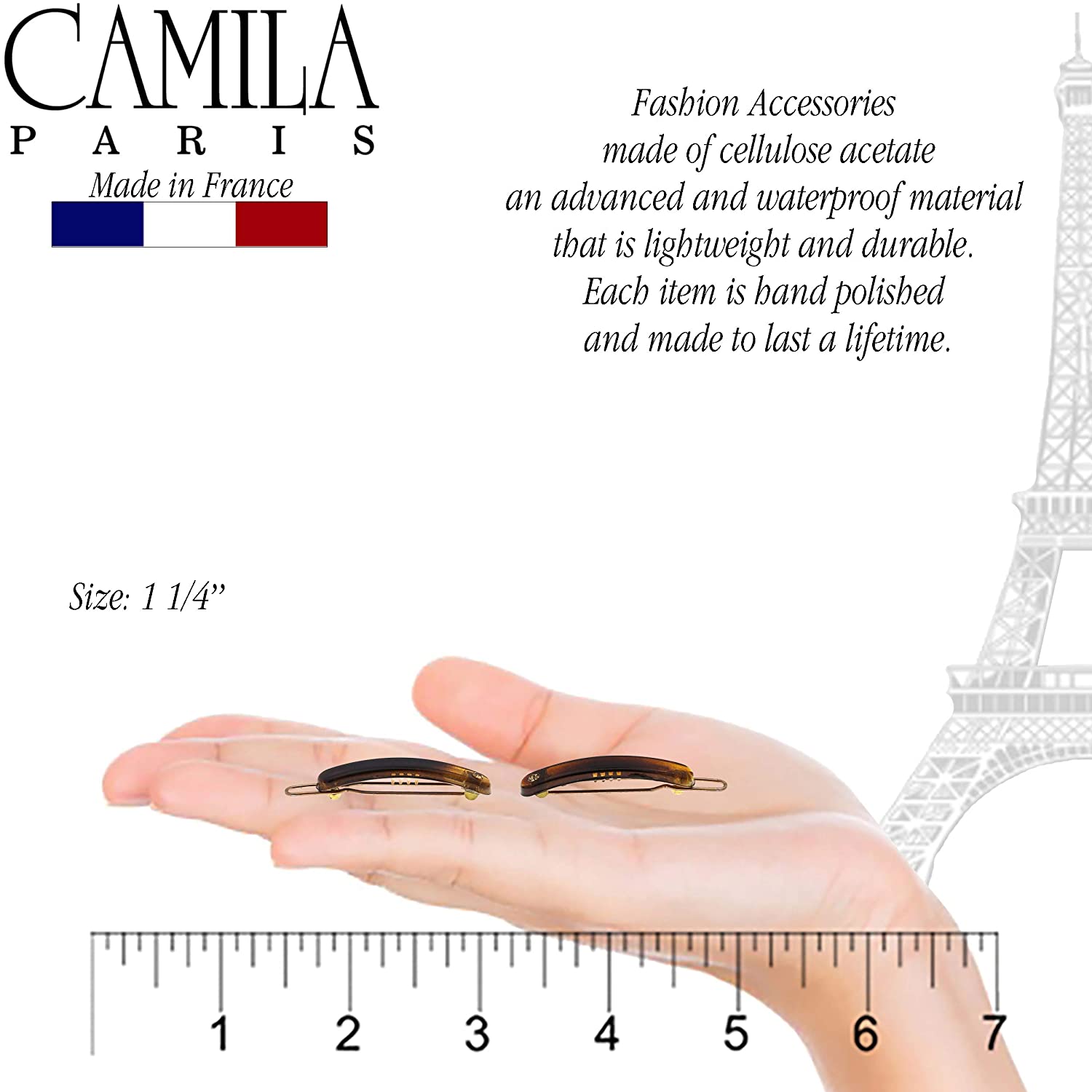Camila Paris Hair Barrettes Classic Pair with Swarovski Crystals