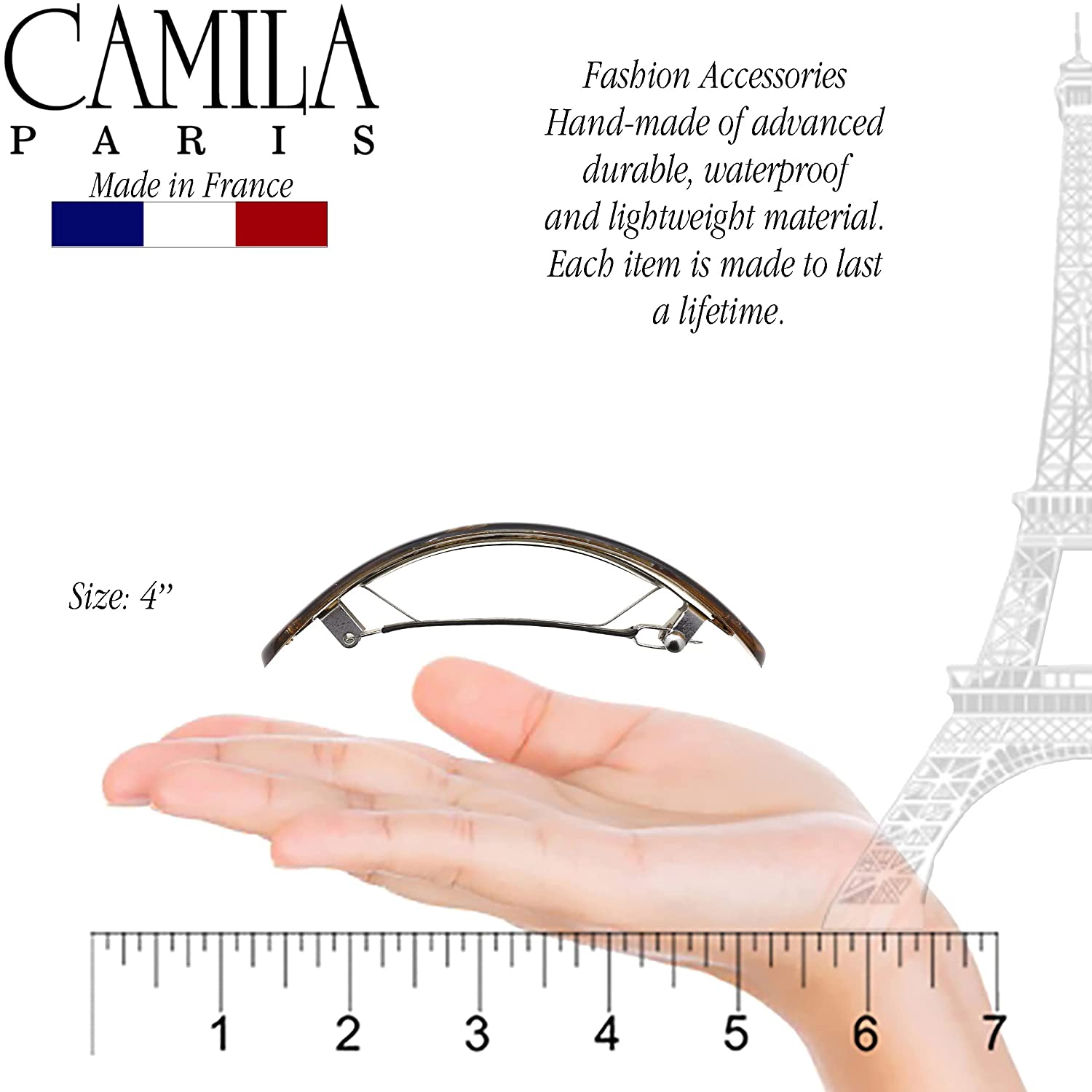 Camila Paris Hair Barrettes Large Hand Painted Oval No-Slip