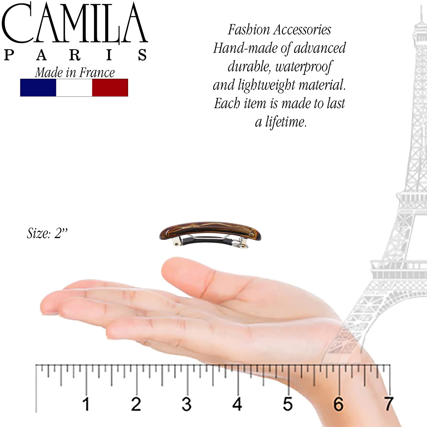 Camila Paris Hair Barrettes Thin Oval No-Slip Pair