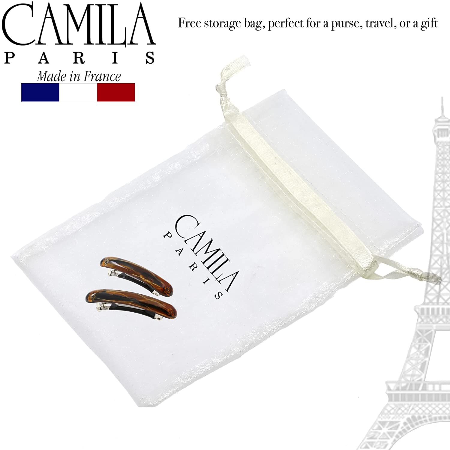 Camila Paris Hair Barrettes Thin Oval No-Slip Pair