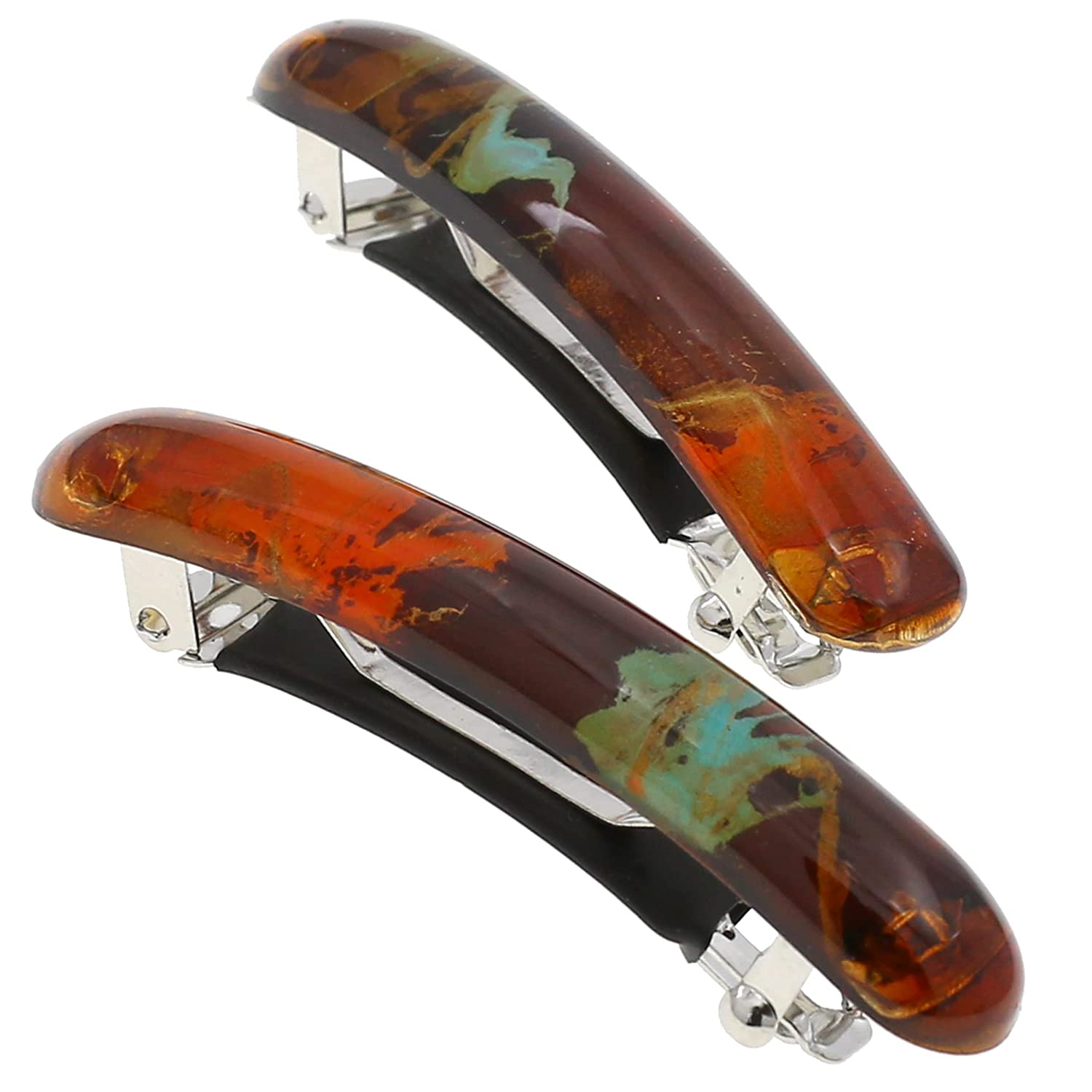 Camila Paris Hair Barrettes Thin Oval No-Slip Pair