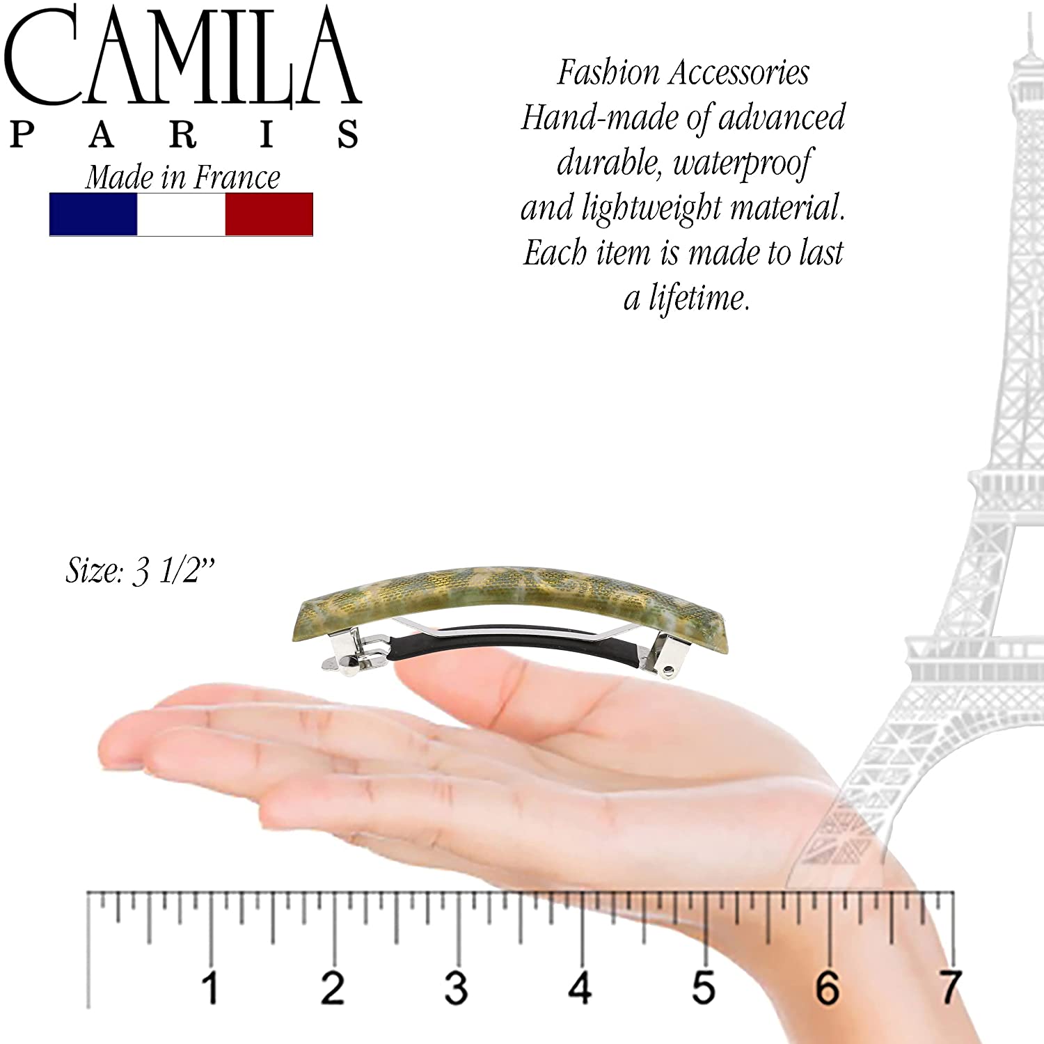 Camila Paris Hair Barrettes Rectangle No-Slip with Swarovski Crystals