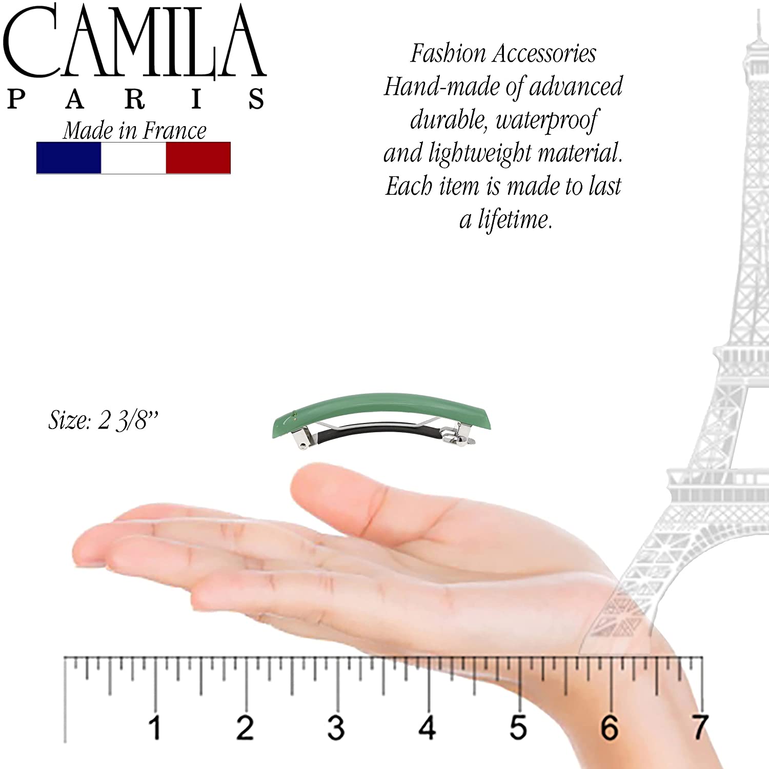 Camila Paris Hair Barrettes Rectangle No-Slip with Swarovski Crystals