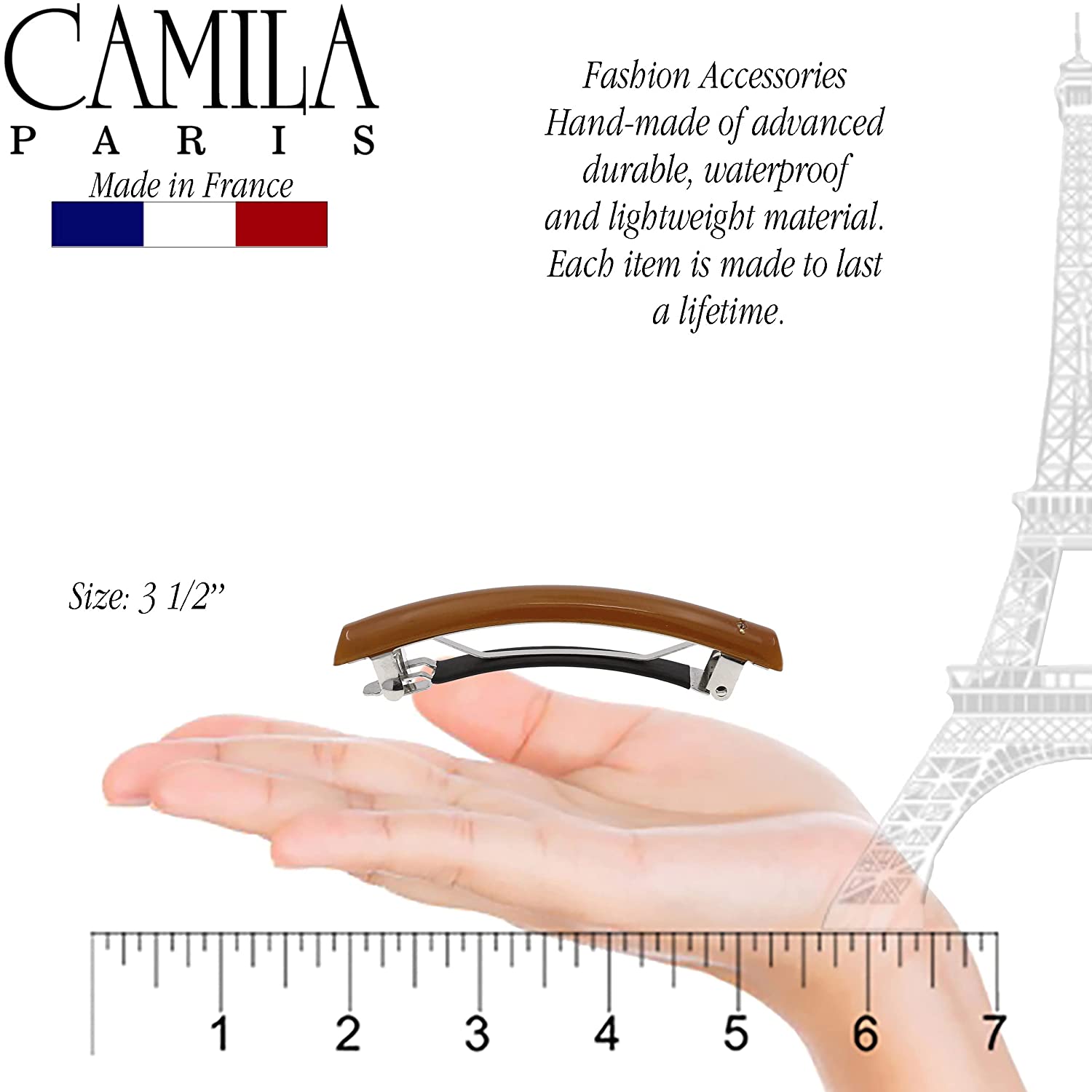 Camila Paris Hair Barrettes Rectangle No-Slip with Swarovski Crystals