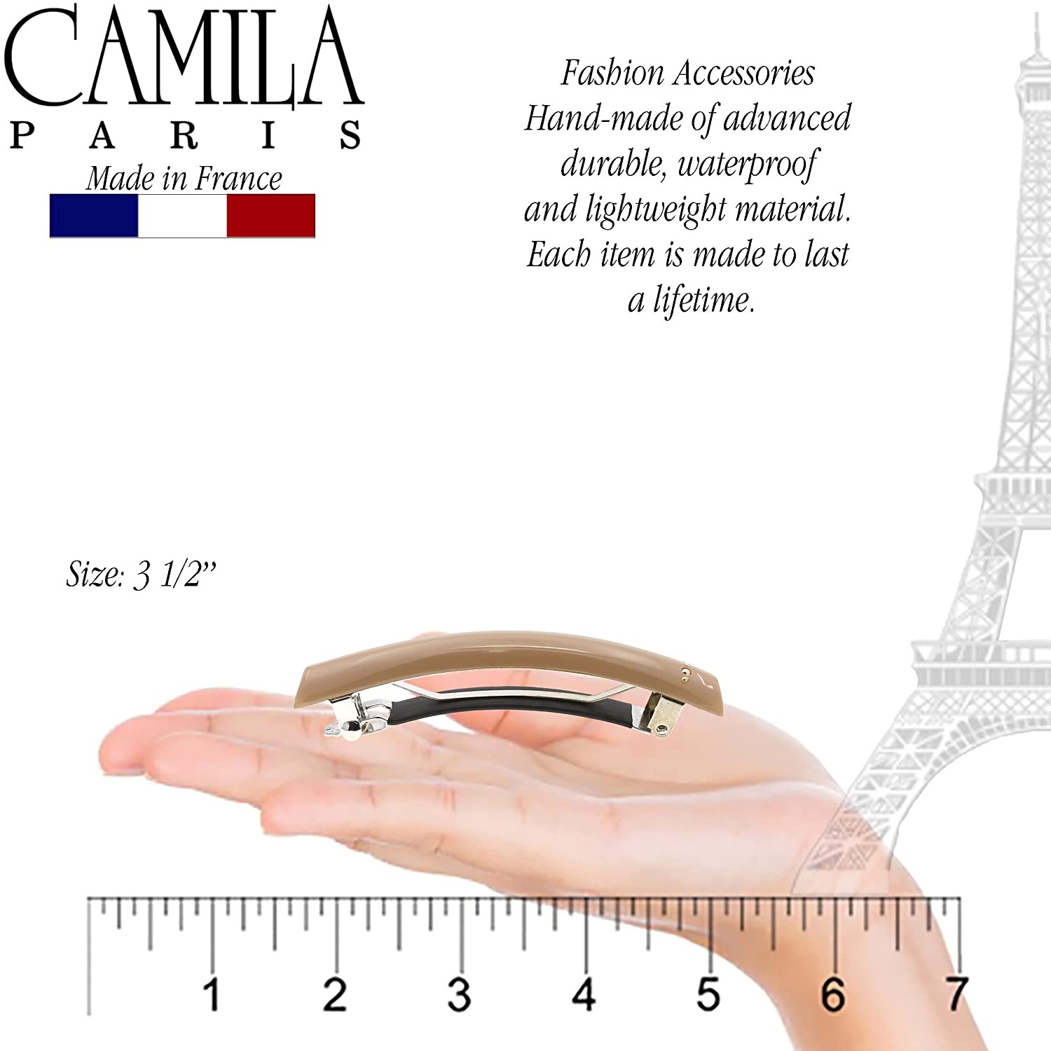 Camila Paris Hair Barrettes Rectangle No-Slip with Swarovski Crystals