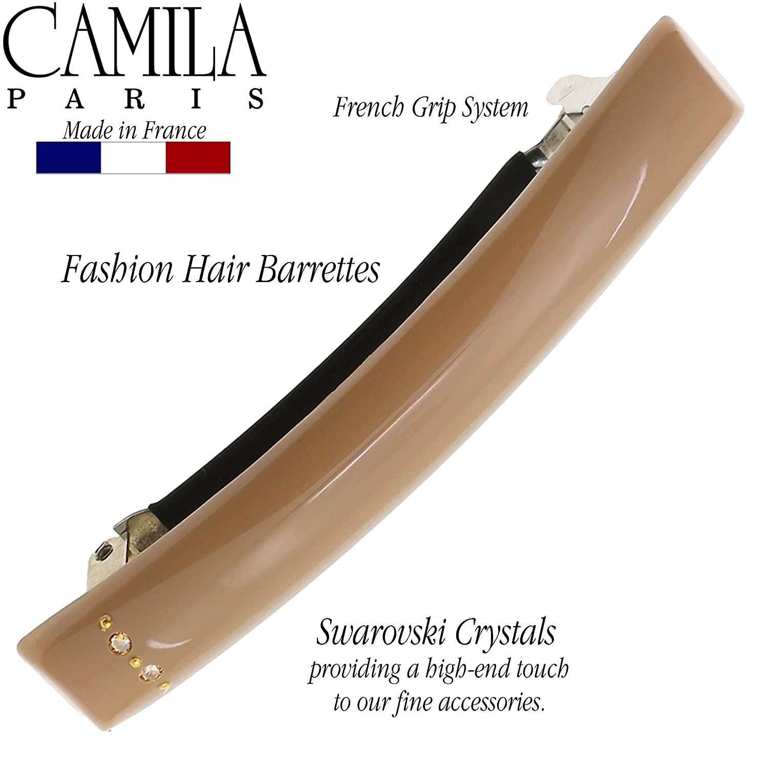 Camila Paris Hair Barrettes Rectangle No-Slip with Swarovski Crystals