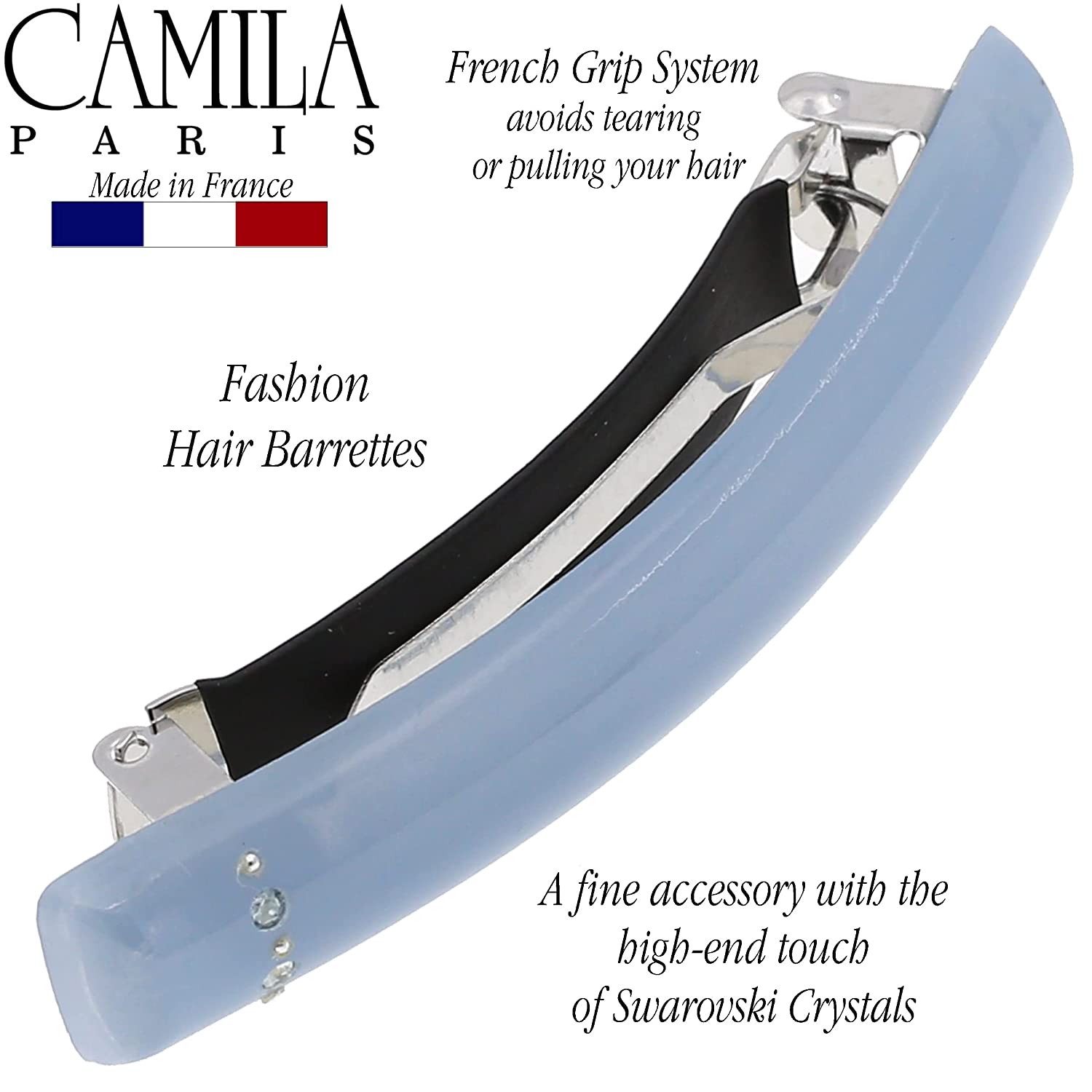 Camila Paris Hair Barrettes Rectangle No-Slip with Swarovski Crystals