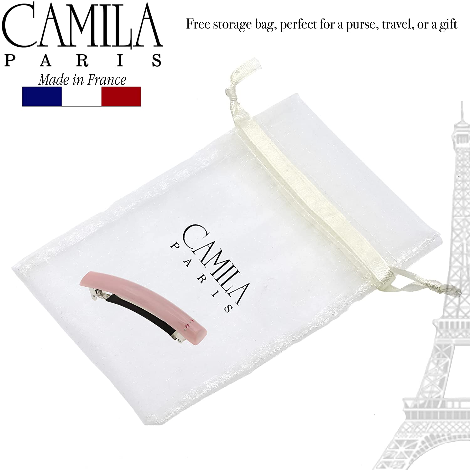 Camila Paris Hair Barrettes Rectangle No-Slip with Swarovski Crystals