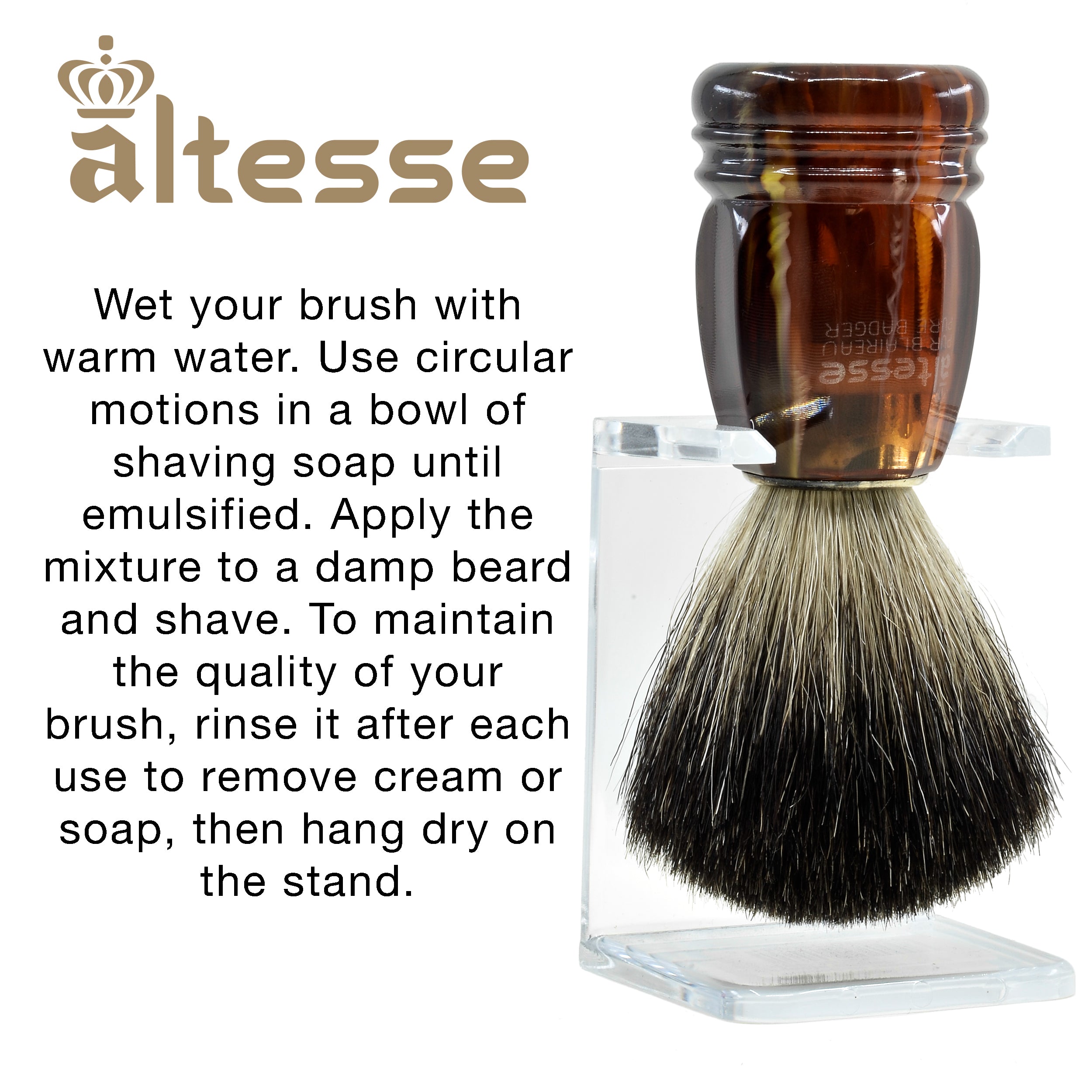 Altesse Natural Bristle French-Made Shaving Brushes