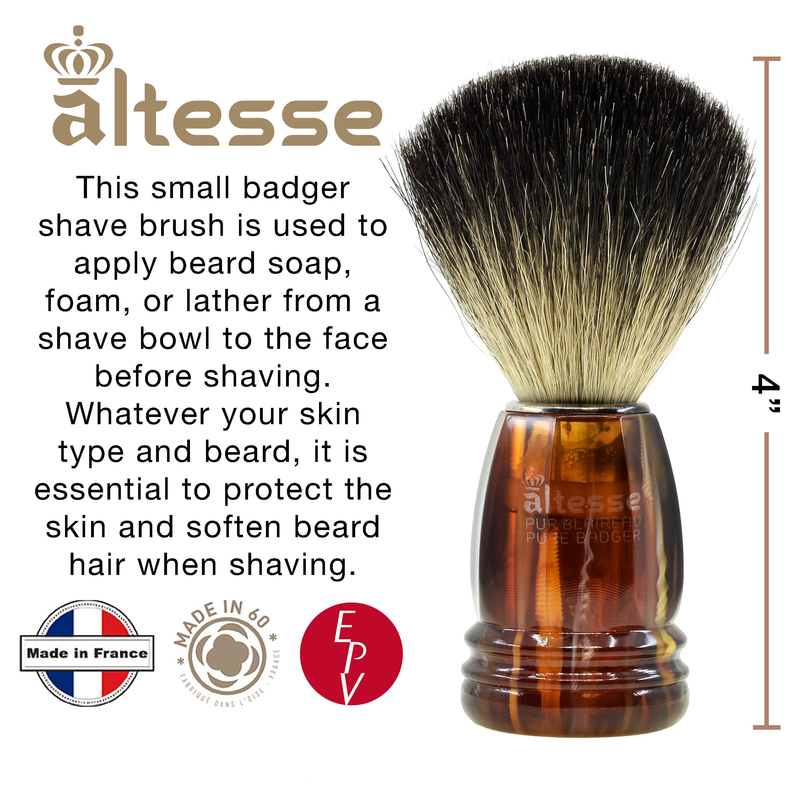 Altesse Natural Bristle French-Made Shaving Brushes