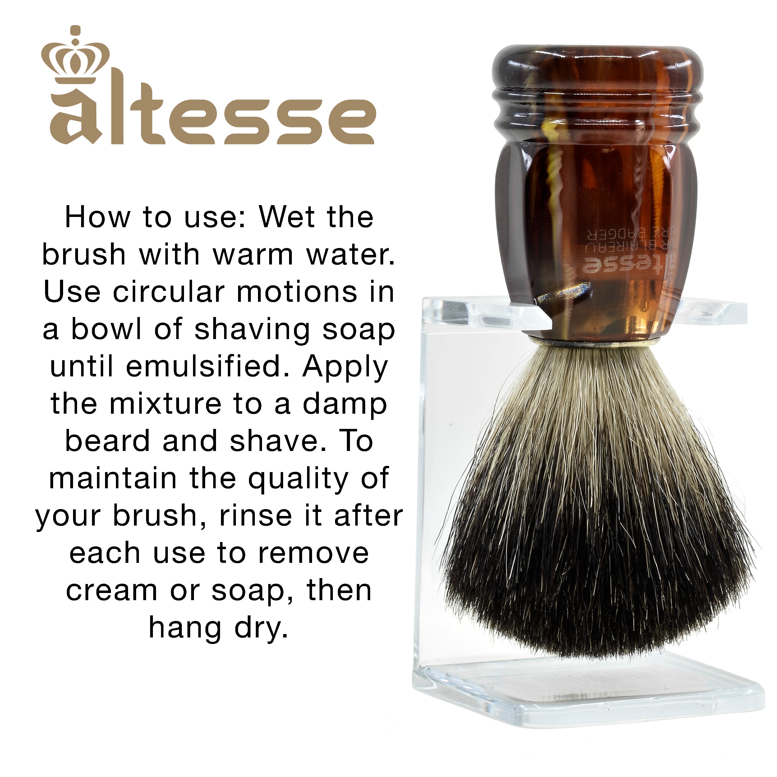 Altesse Natural Bristle French-Made Shaving Brushes