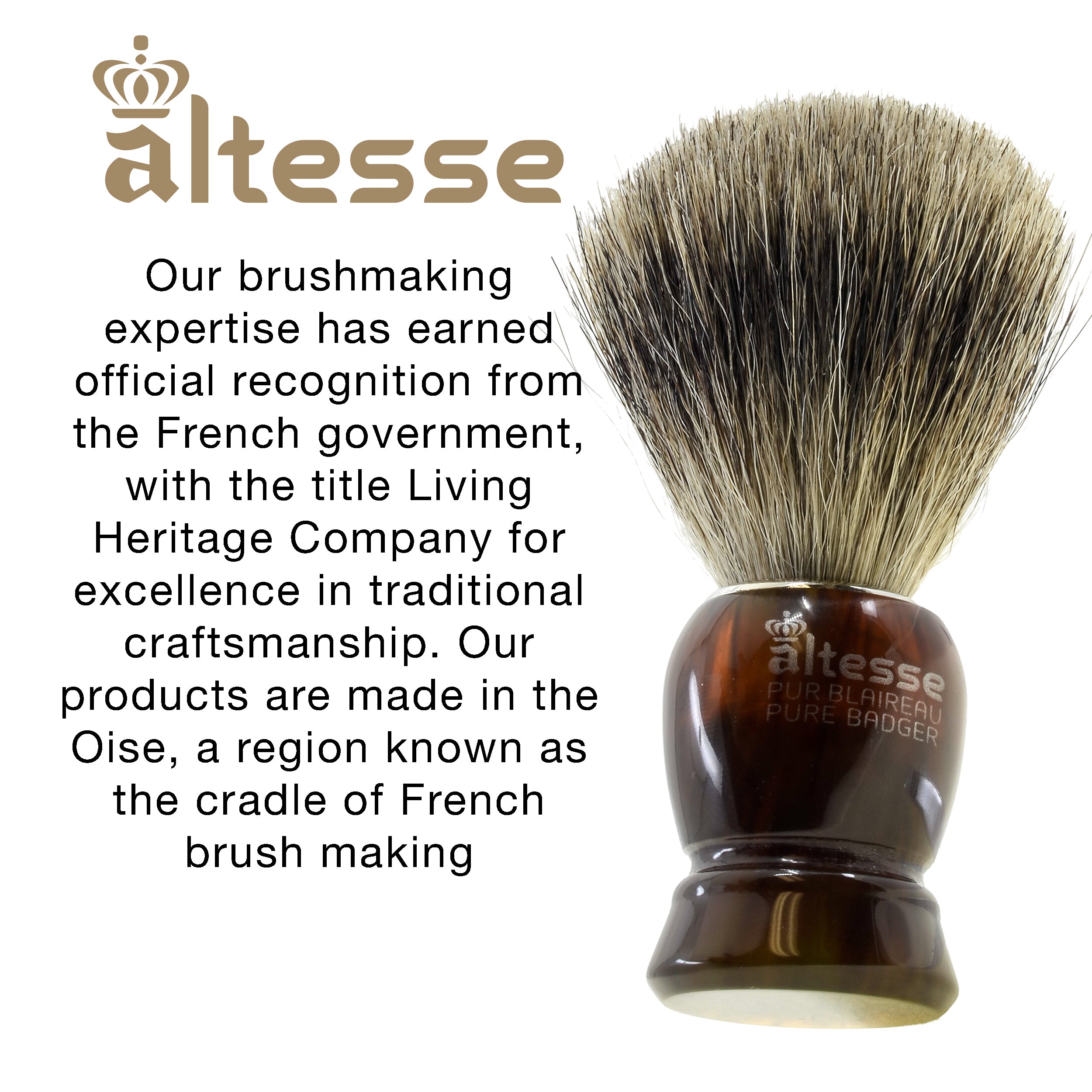 Altesse Natural Bristle French-Made Shaving Brushes