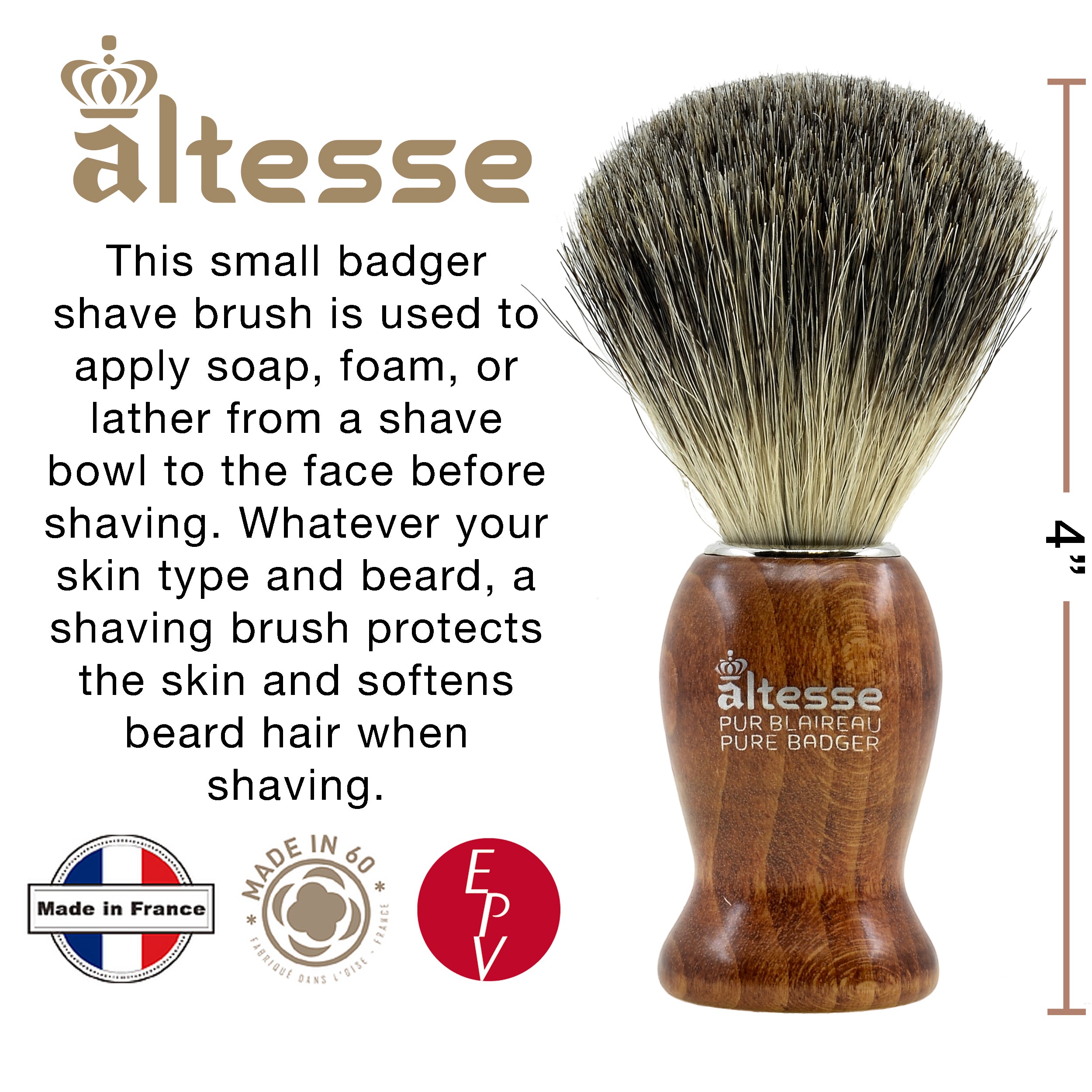 Altesse Natural Bristle French-Made Shaving Brushes
