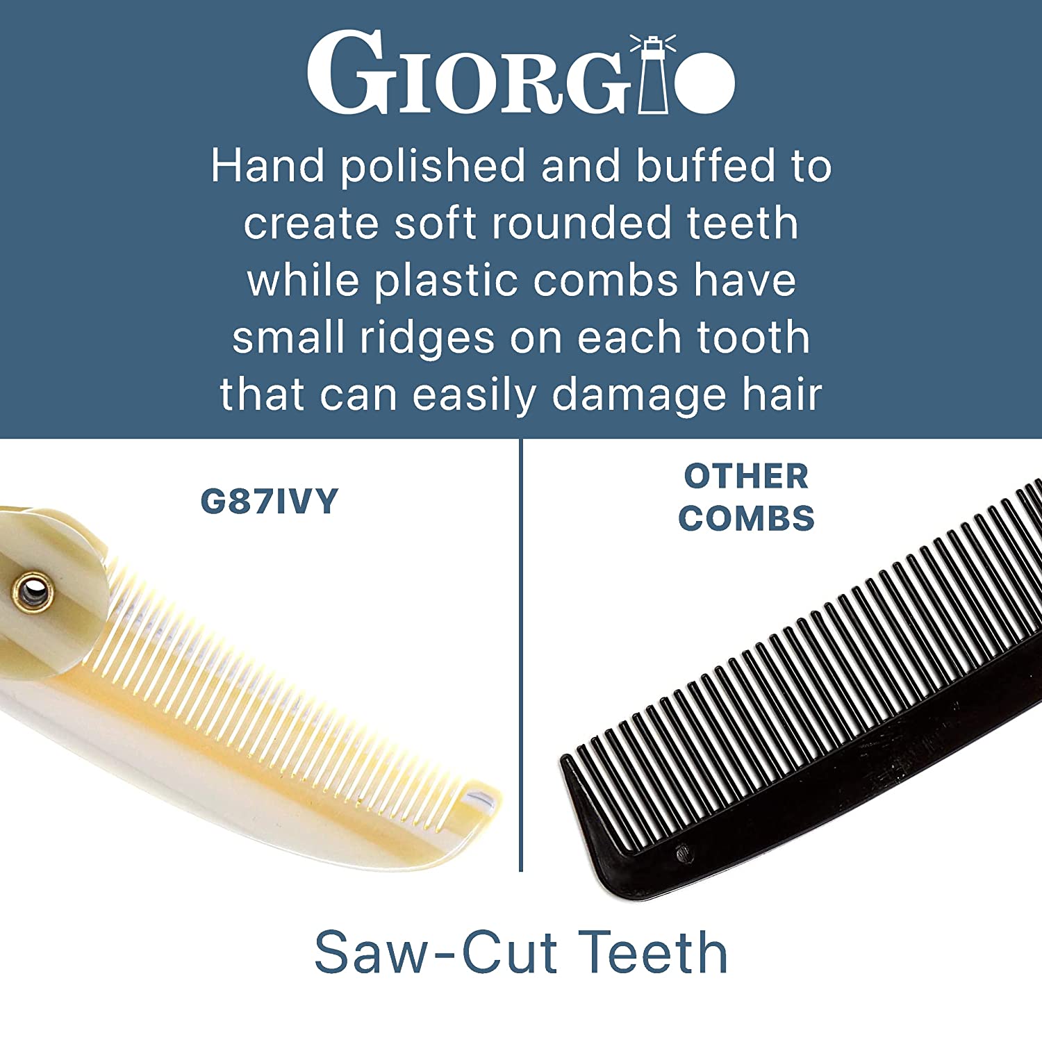 4.5" Handmade Fine Tooth Contoured Folding Pocket Comb