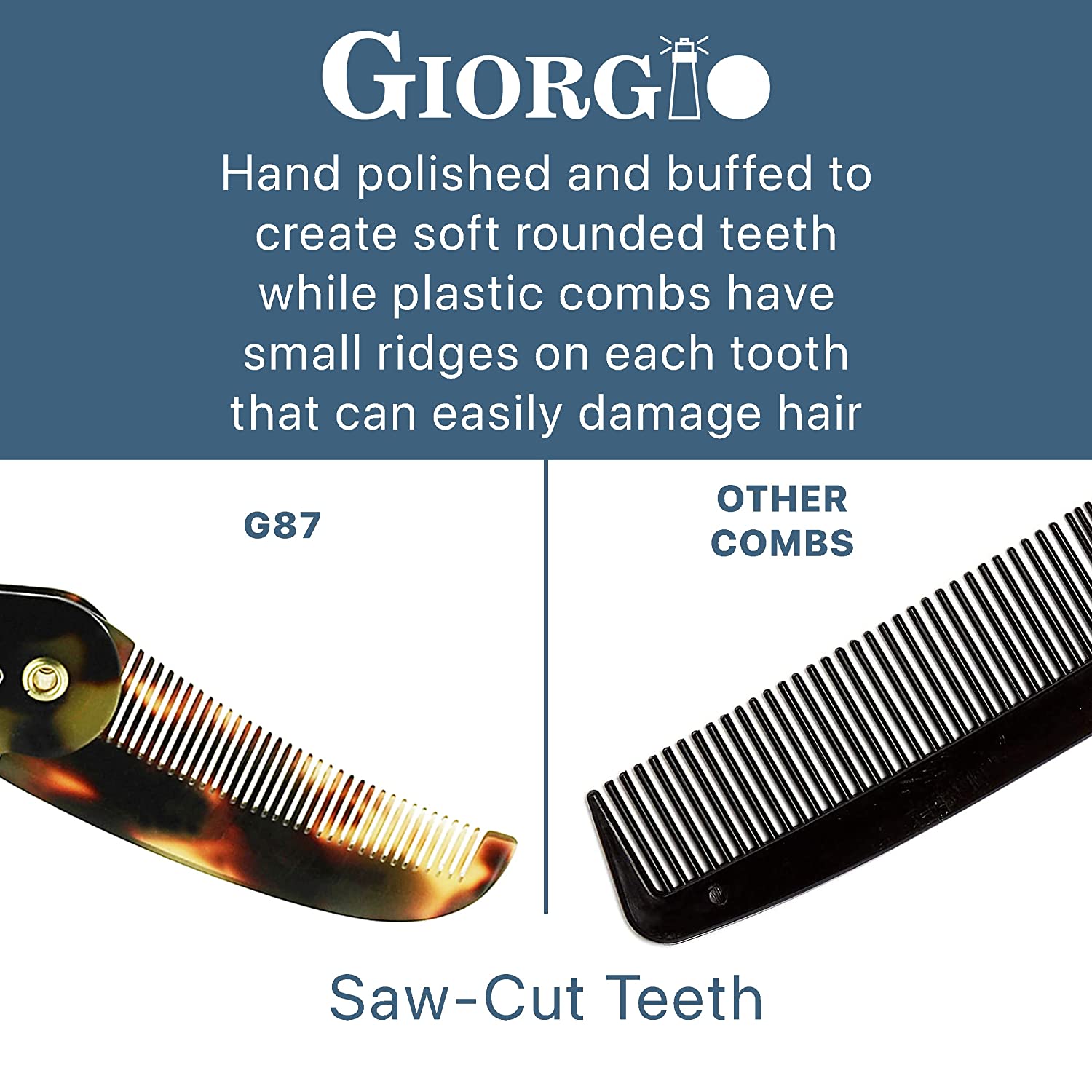 4.5" Handmade Fine Tooth Contoured Folding Pocket Comb