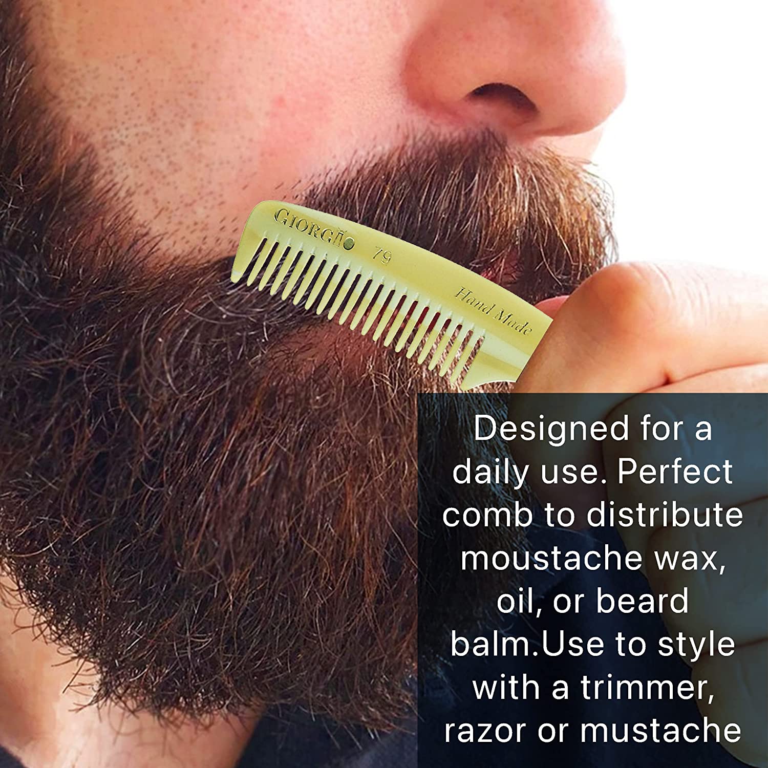 4.75" Handmade Fine Tooth Beard and Mustache Pocket Comb