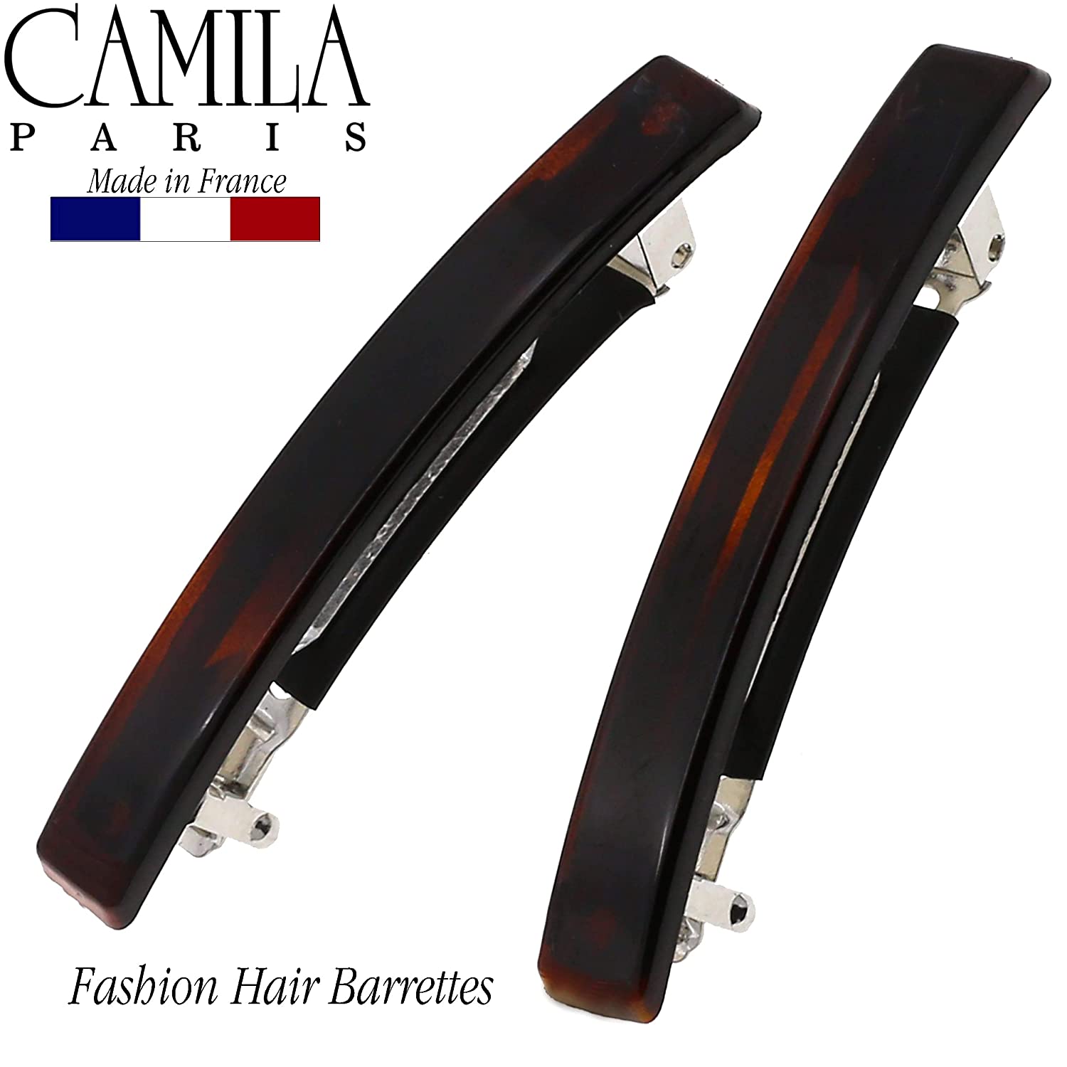 Camila Paris Hair Barrettes Skinny Rectangle No-Slip Pair