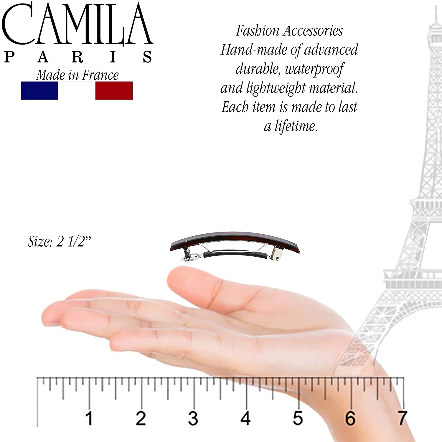 Camila Paris Hair Barrettes Skinny Rectangle No-Slip Pair
