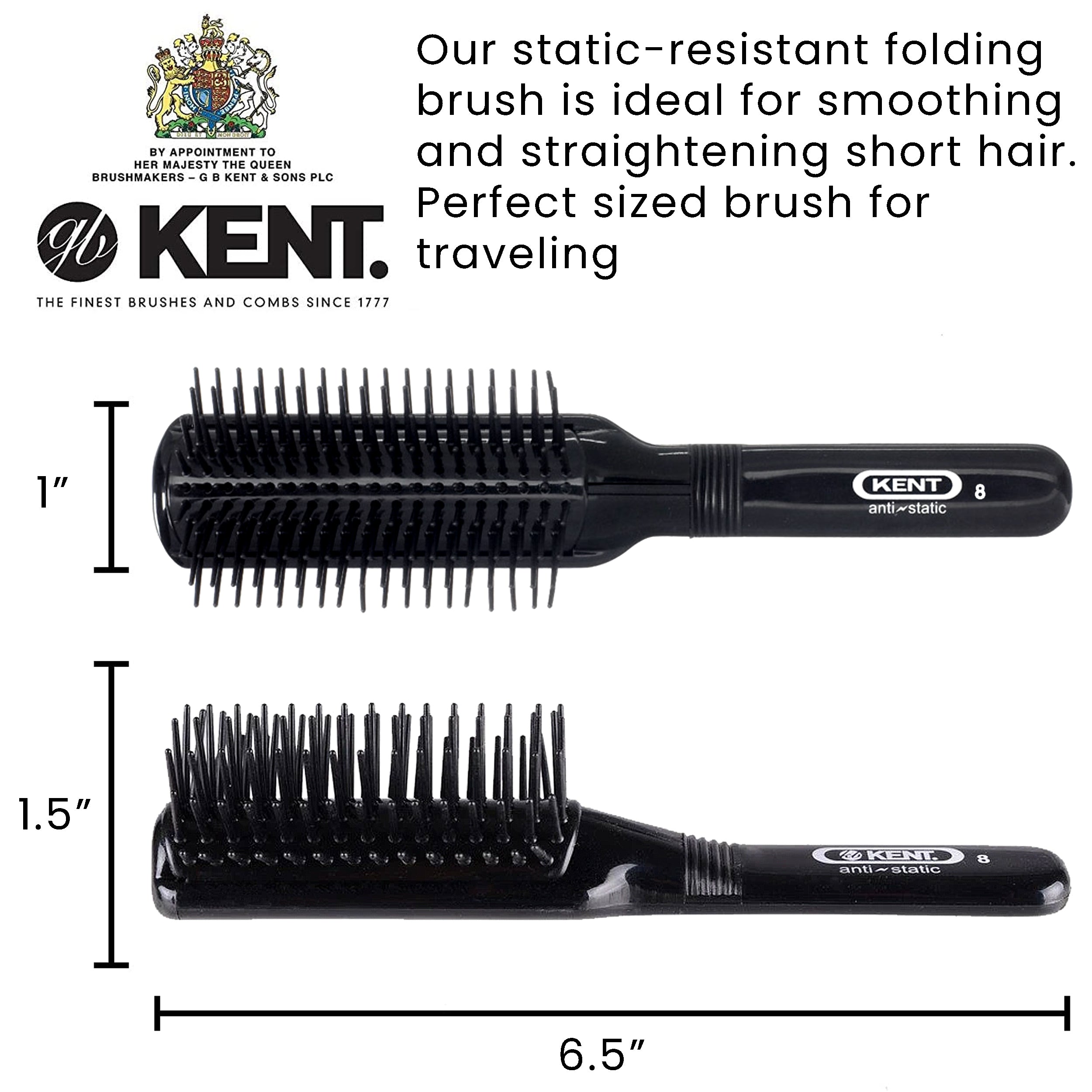 Kent Nylon Quill Rubber Cushion Anti-Static Hair Brush