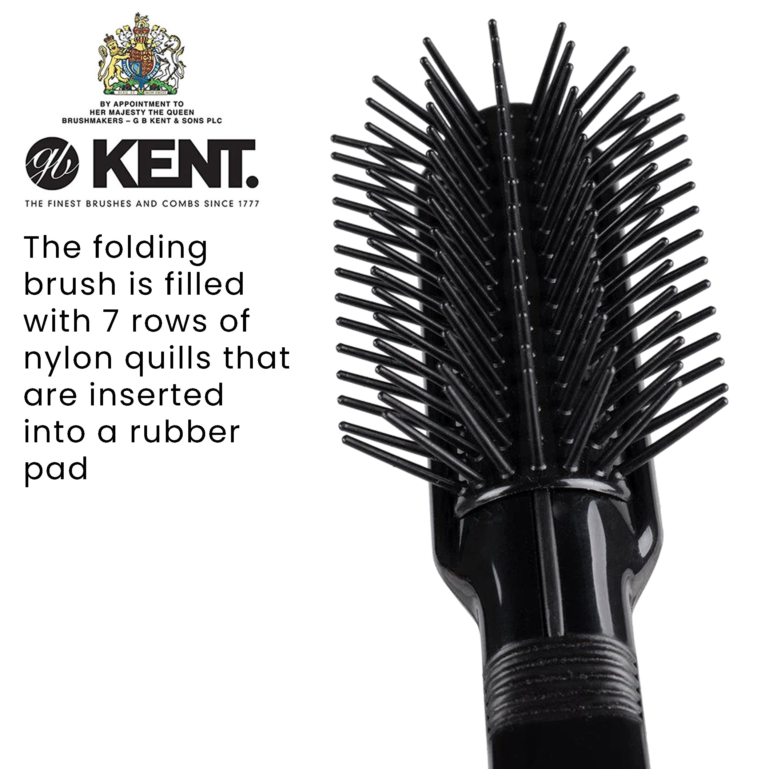 Kent Nylon Quill Rubber Cushion Anti-Static Hair Brush