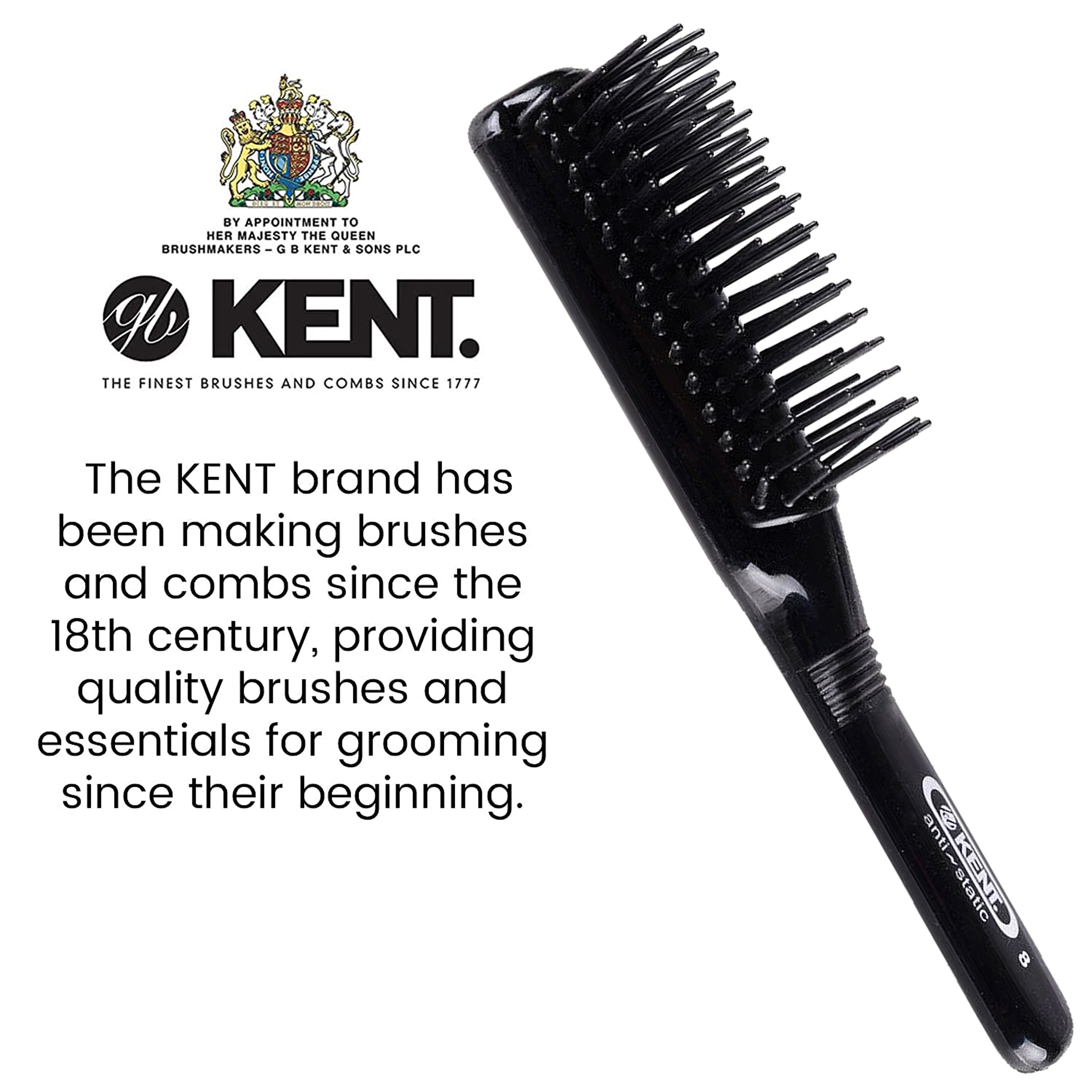 Kent Nylon Quill Rubber Cushion Anti-Static Hair Brush