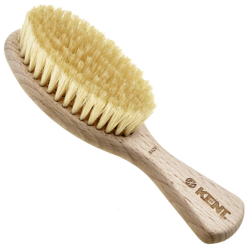 Soft White Boar Bristle Baby Hair Brush with Travel Pouch