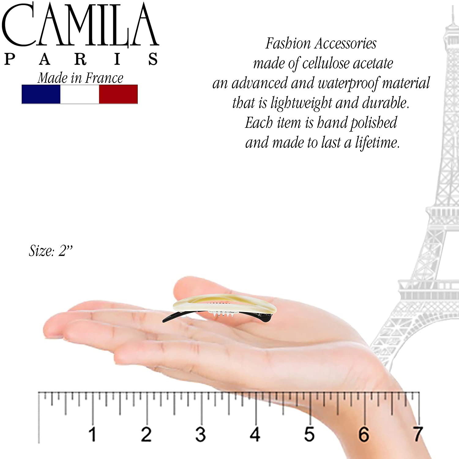 Camila Paris Hair Barrettes Cutout Oval Metal-Free - 2"