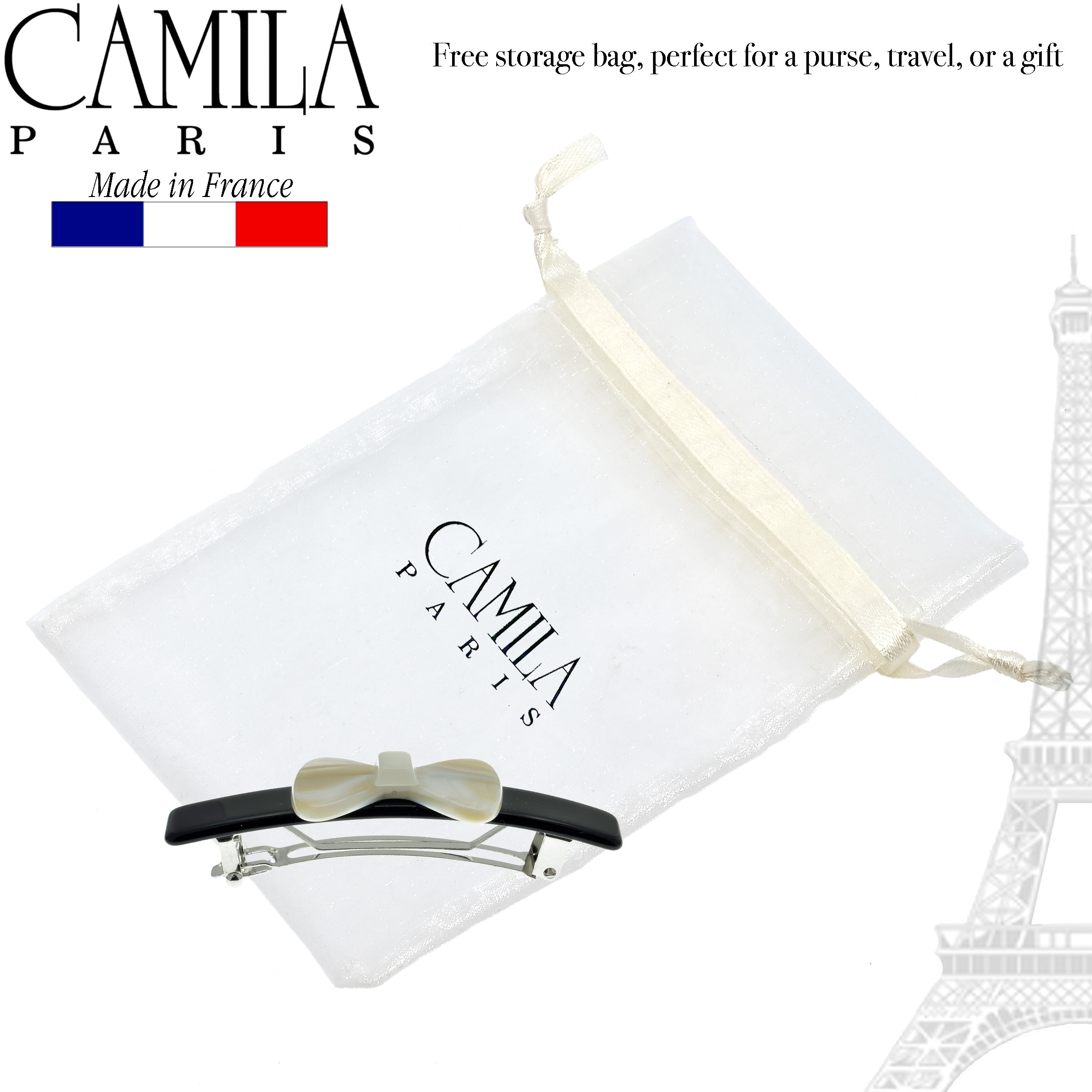 Camila Paris CP2244 Handmade Black French Hair Barrette Automatic