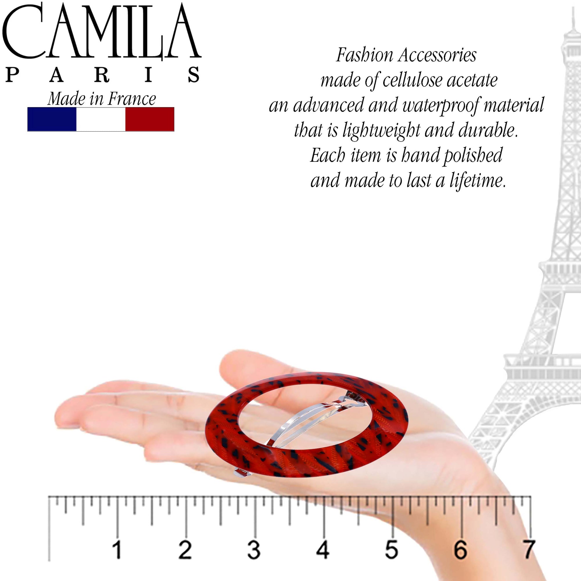 Camila Paris Handmade Automatic Round Halo Hair Barrette