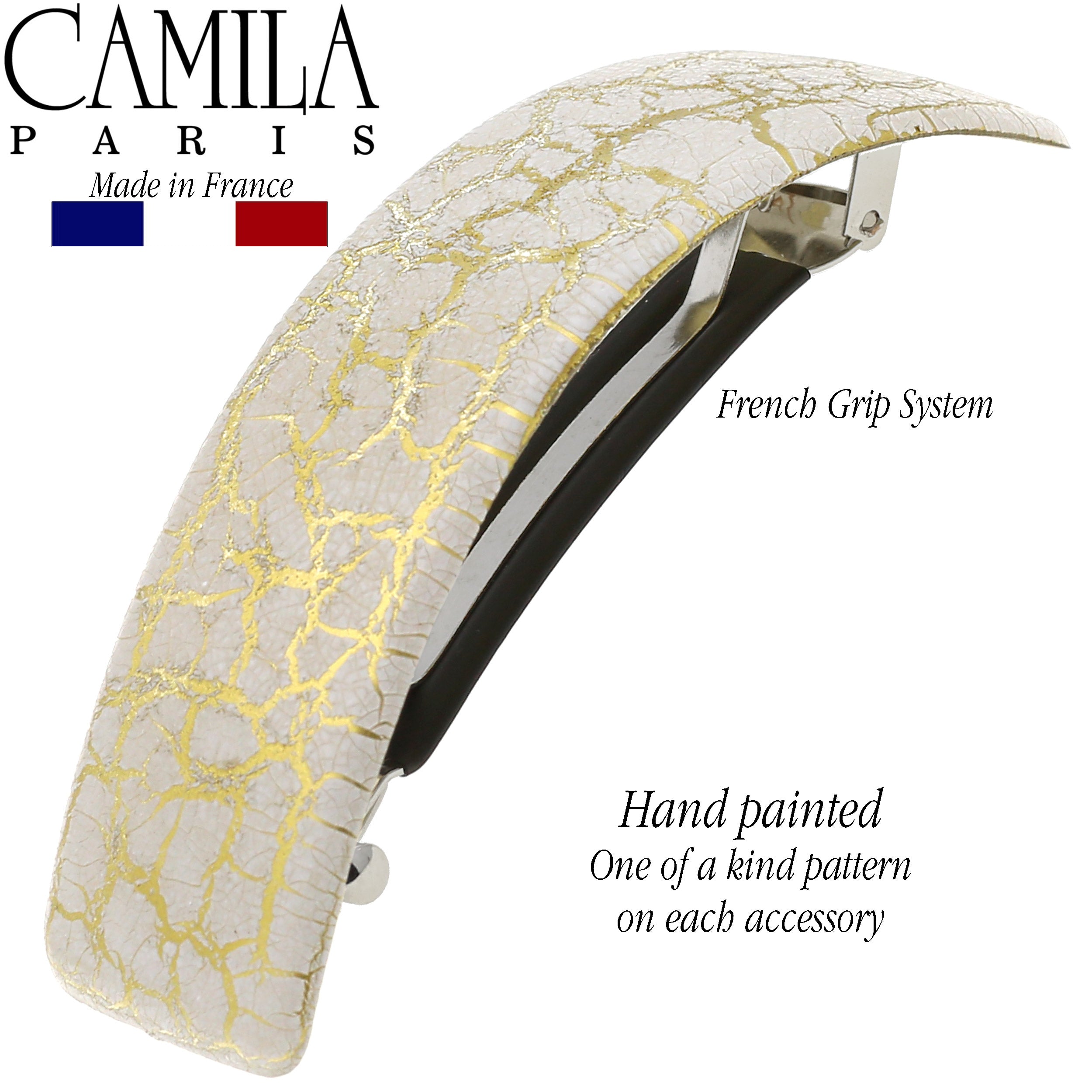 Camila Paris CP2553 Volume Beige French Hair Barrette Rectangular