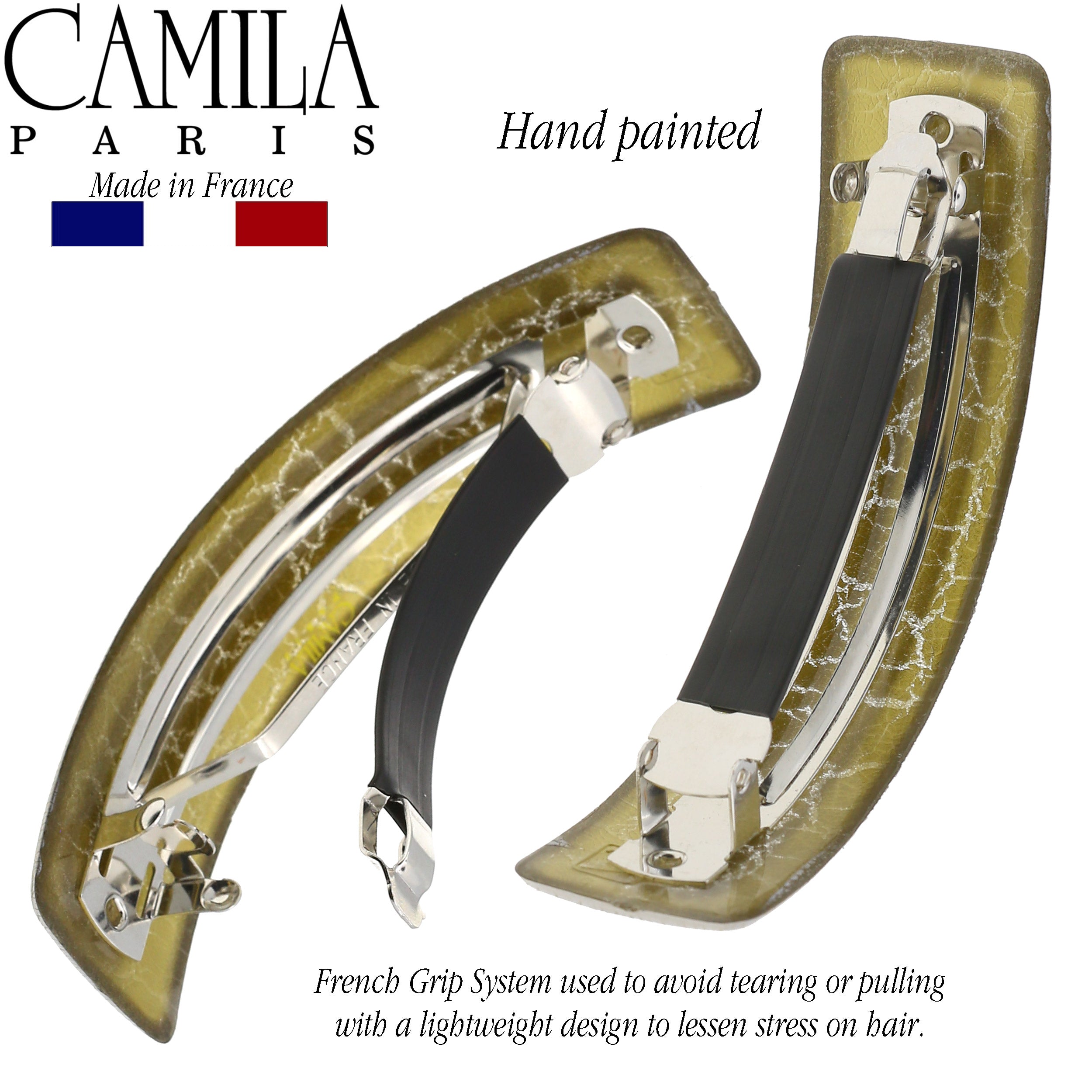 Camila Paris CP2553 Volume Beige French Hair Barrette Rectangular