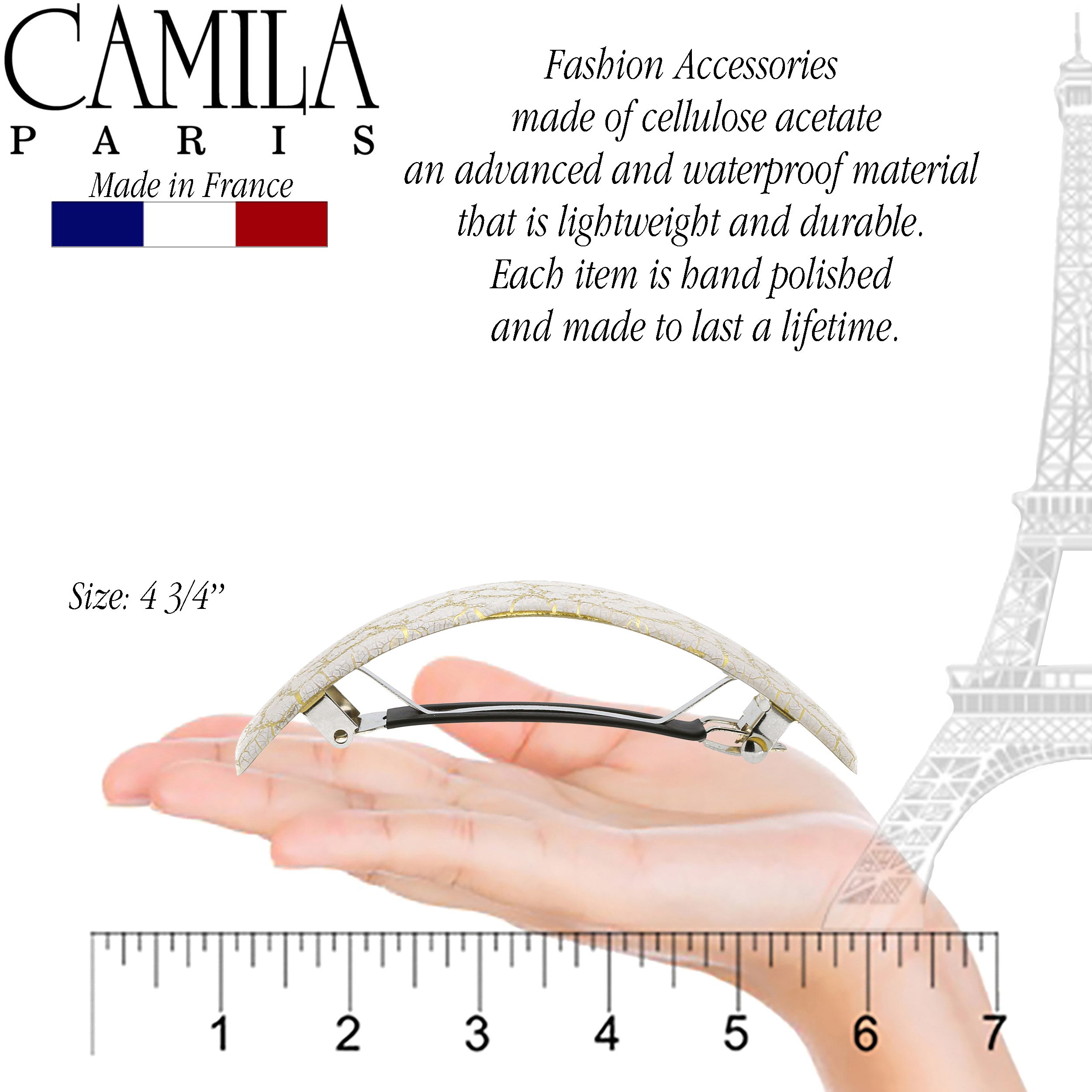 Camila Paris CP2553 Volume Beige French Hair Barrette Rectangular
