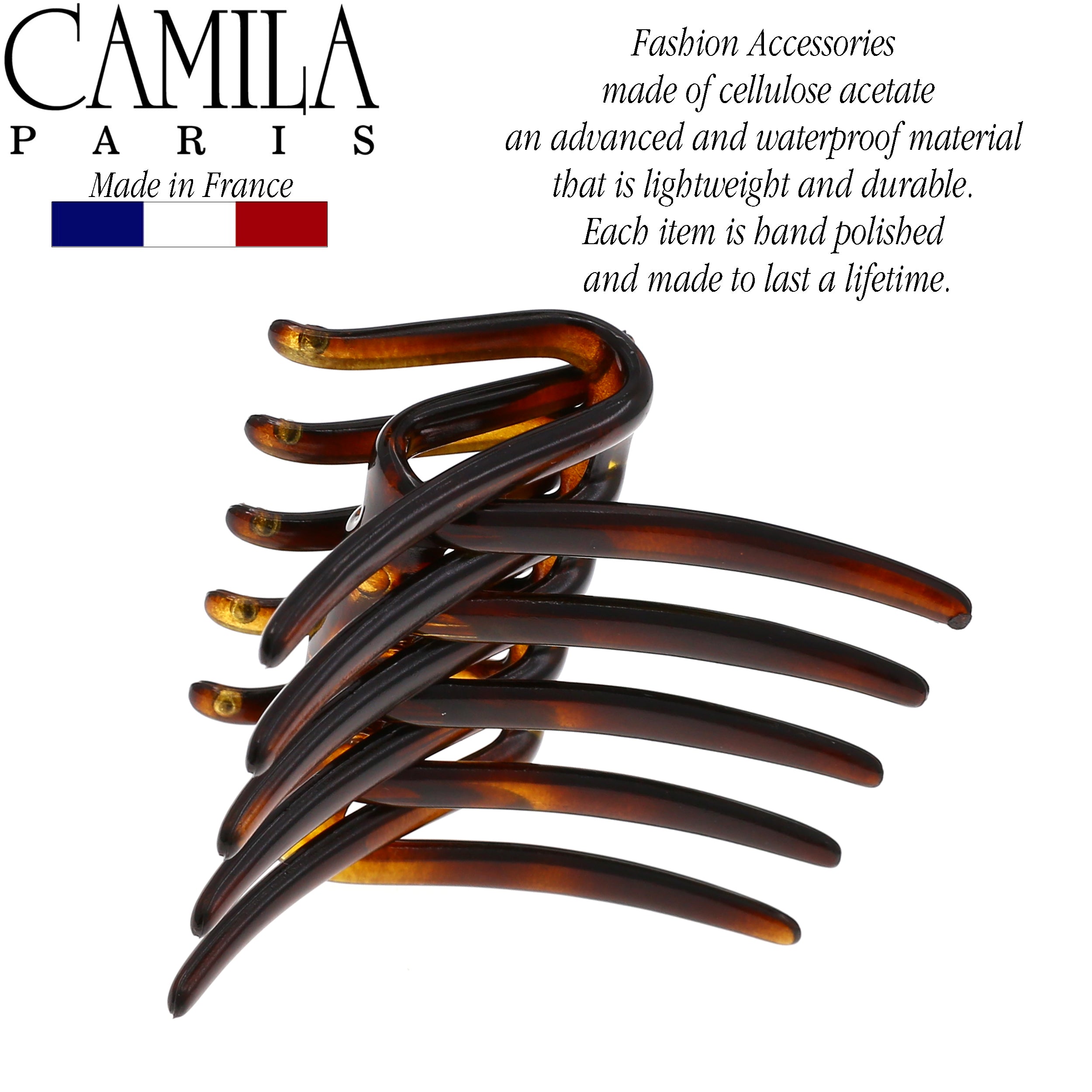 Camila Paris CP2634 Tortoise Shell French Hair Side Comb Interlocking
